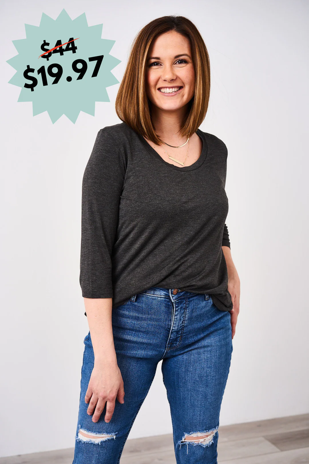 Latched Mama 3/4 Sleeve Scoop Neck Nursing Top 2.0 - Final Sale - Image 11