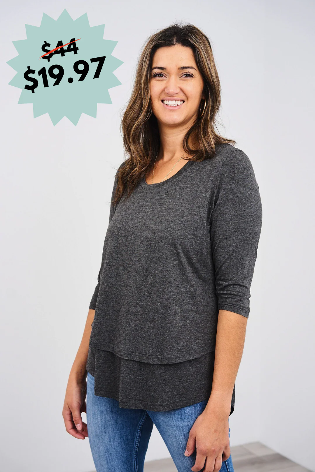 Latched Mama 3/4 Sleeve Scoop Neck Nursing Top 2.0 - Final Sale - Image 13