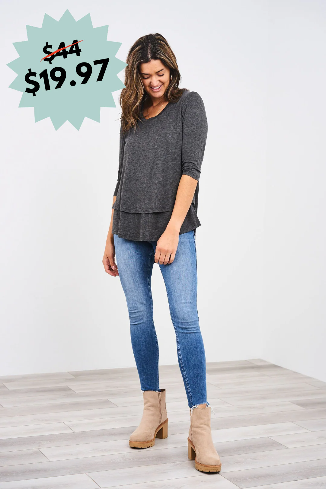 Latched Mama 3/4 Sleeve Scoop Neck Nursing Top 2.0 - Final Sale - Image 14