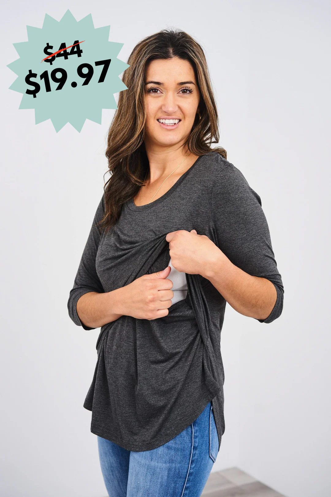 Latched Mama 3/4 Sleeve Scoop Neck Nursing Top 2.0 - Final Sale - Image 15