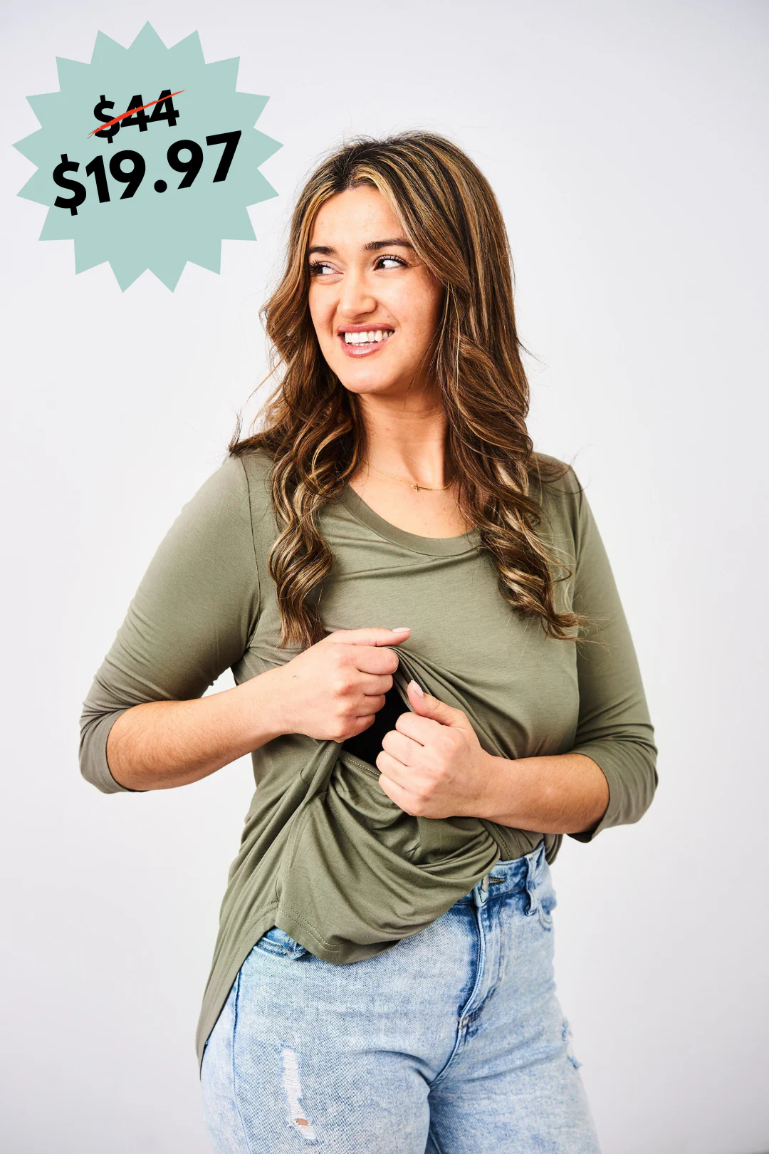 Latched Mama 3/4 Sleeve Scoop Neck Nursing Top 2.0 - Final Sale - Image 17
