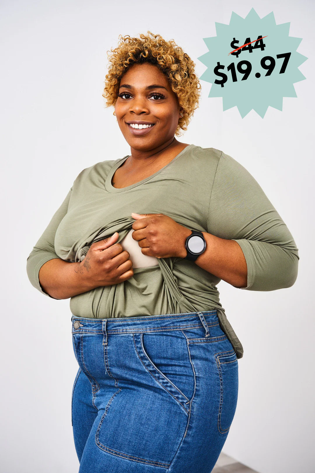 Latched Mama 3/4 Sleeve Scoop Neck Nursing Top 2.0 - Final Sale - Image 19