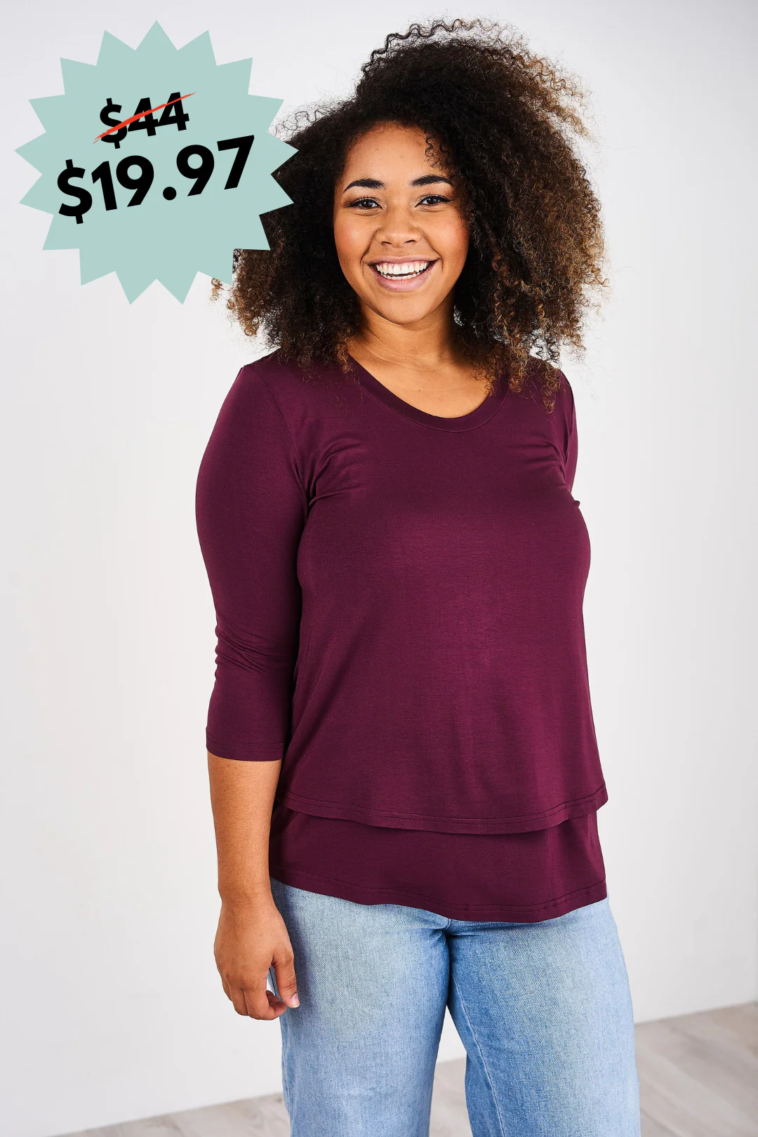 Latched Mama 3/4 Sleeve Scoop Neck Nursing Top 2.0 - Final Sale - Image 23