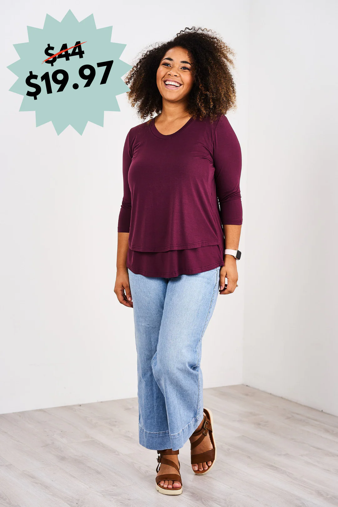 Latched Mama 3/4 Sleeve Scoop Neck Nursing Top 2.0 - Final Sale - Image 24