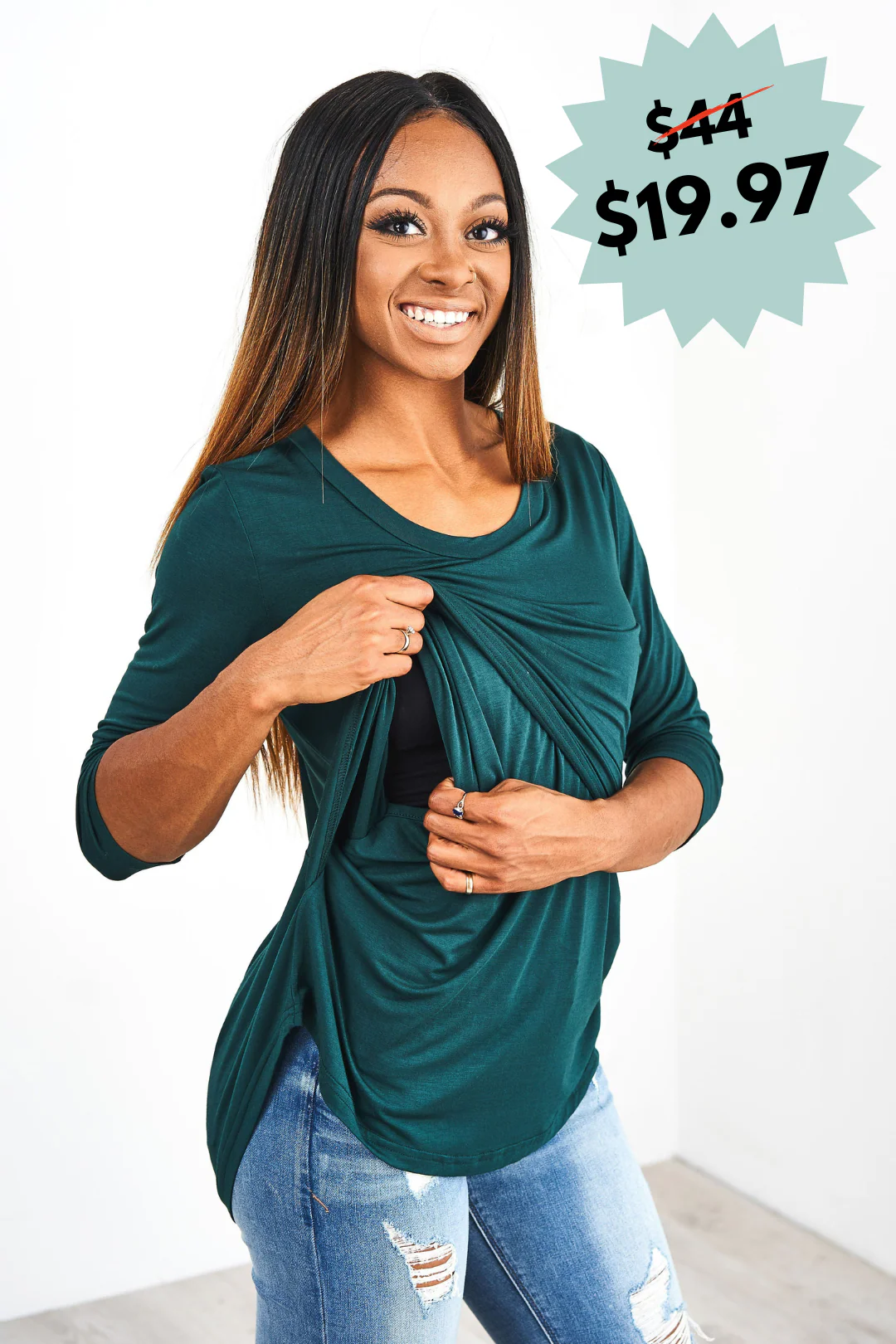 Latched Mama 3/4 Sleeve Scoop Neck Nursing Top 2.0 - Final Sale - Image 25