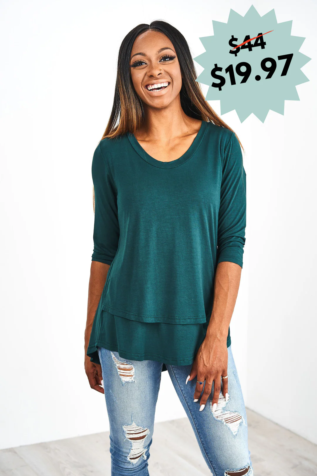 Latched Mama 3/4 Sleeve Scoop Neck Nursing Top 2.0 - Final Sale - Image 26