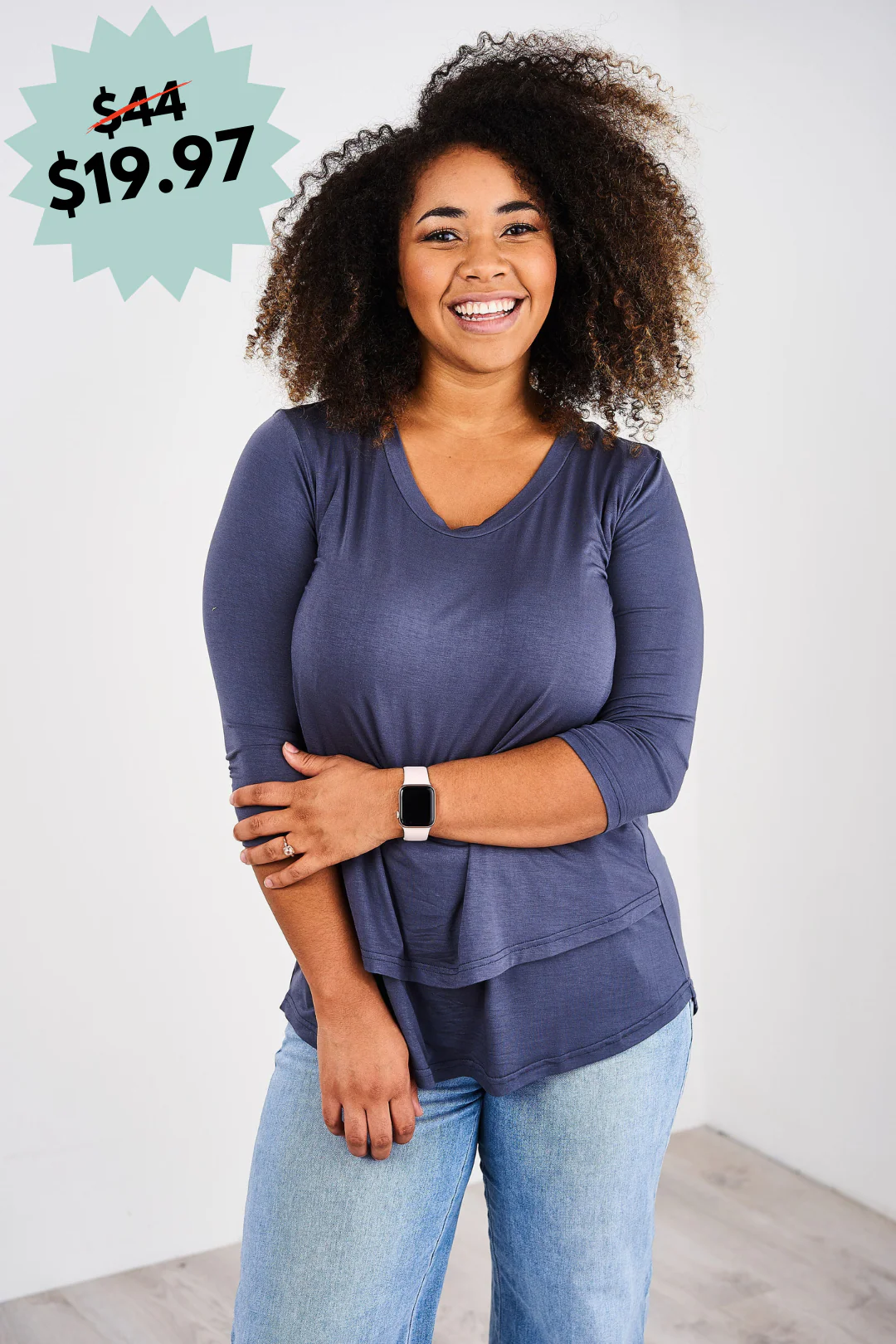Latched Mama 3/4 Sleeve Scoop Neck Nursing Top 2.0 - Final Sale - Image 30