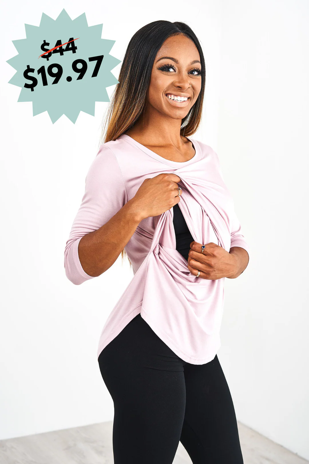 Latched Mama 3/4 Sleeve Scoop Neck Nursing Top 2.0 - Final Sale - Image 34