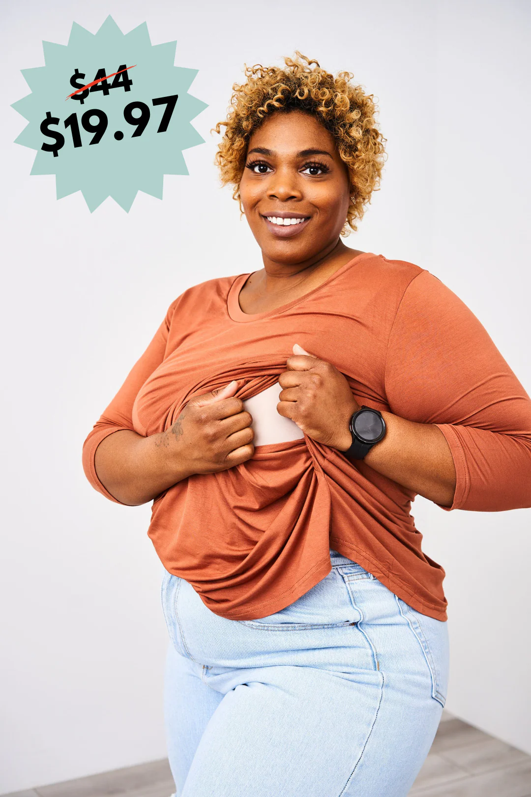 Latched Mama 3/4 Sleeve Scoop Neck Nursing Top 2.0 - Final Sale - Image 5