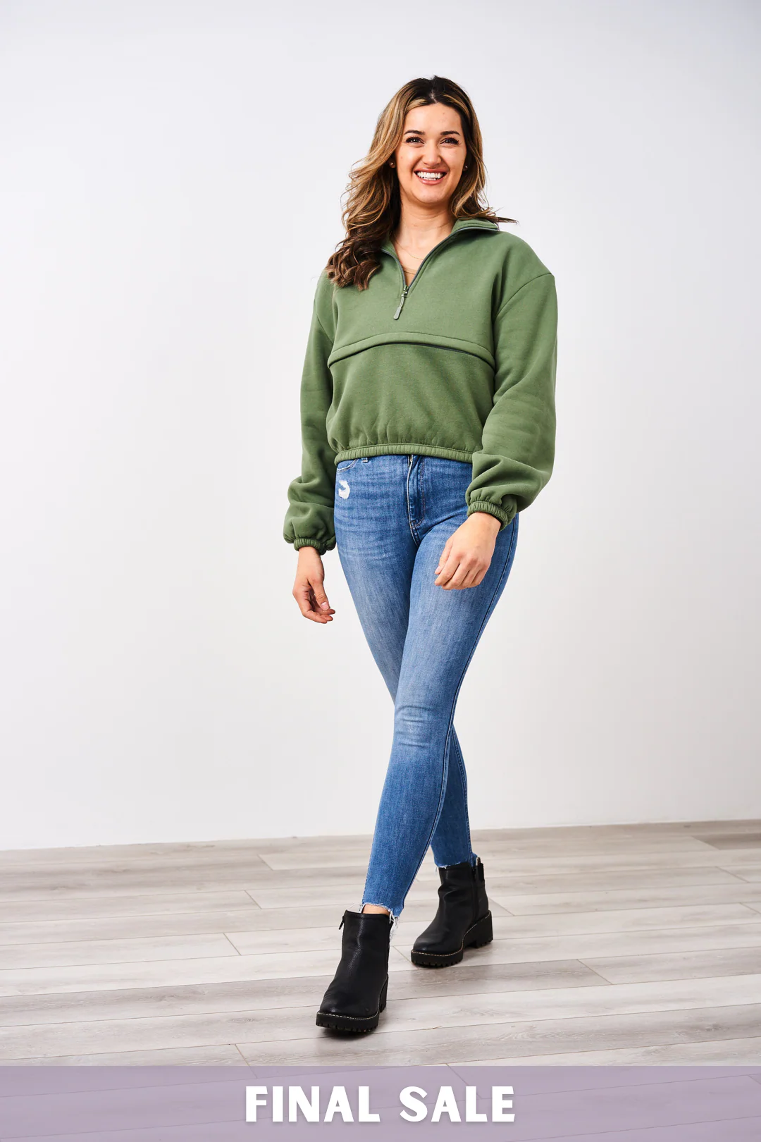 Latched Mama 635 Crop Zip Nursing Pullover - Final Sale - Image 10