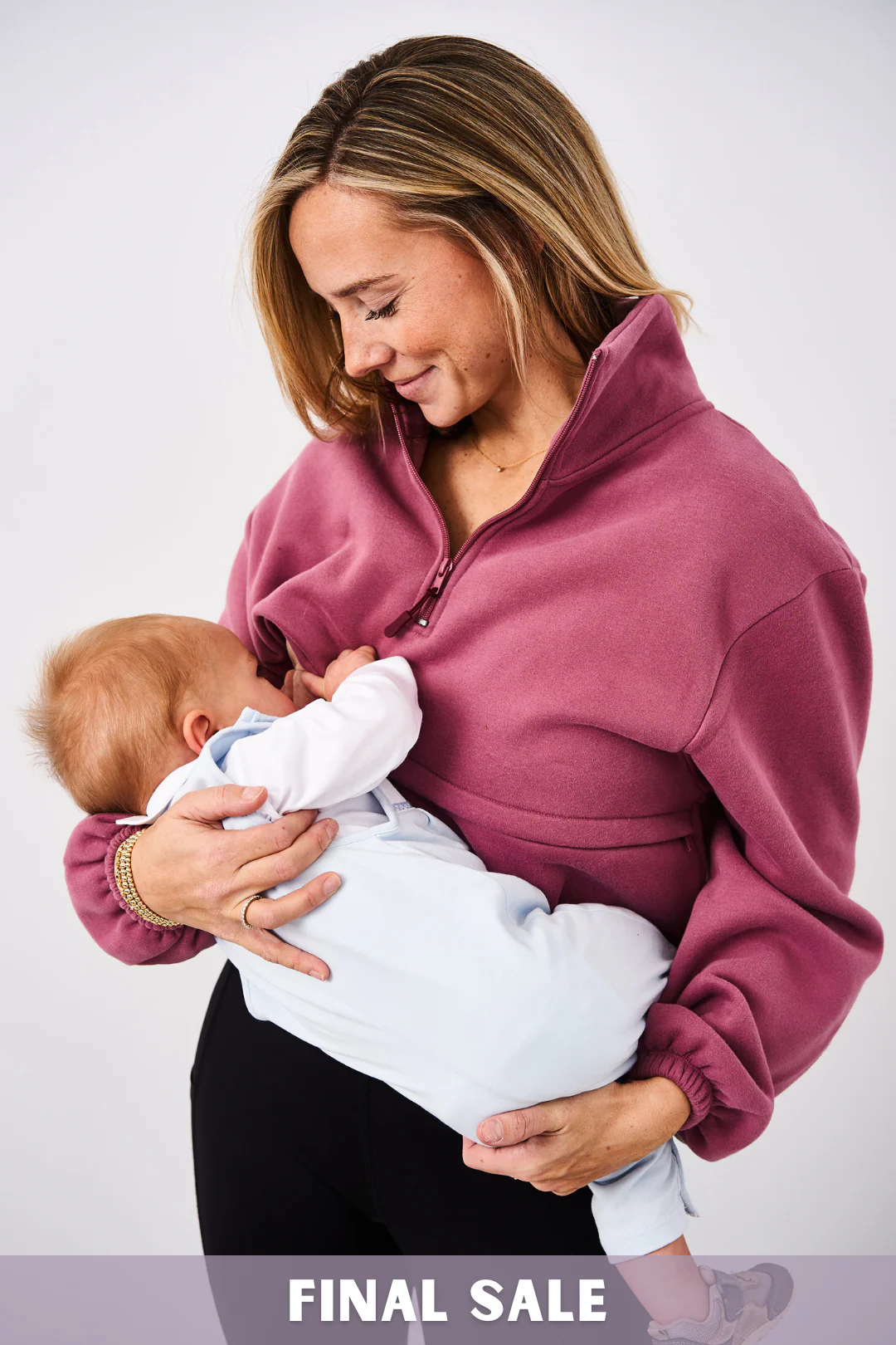 Latched Mama 635 Crop Zip Nursing Pullover - Final Sale - Image 2