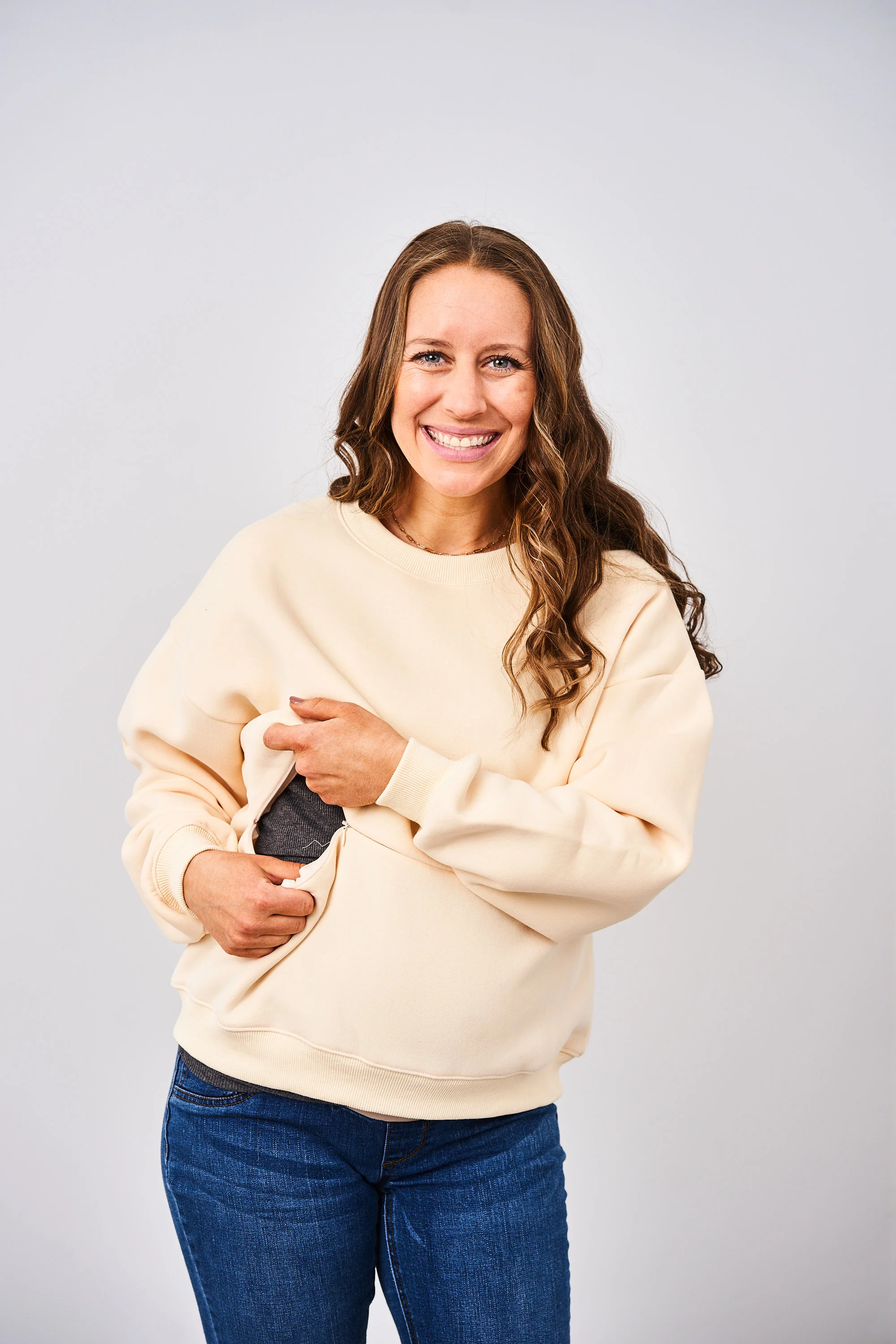 Latched Mama 635 Zip Nursing Crewneck - Image 17