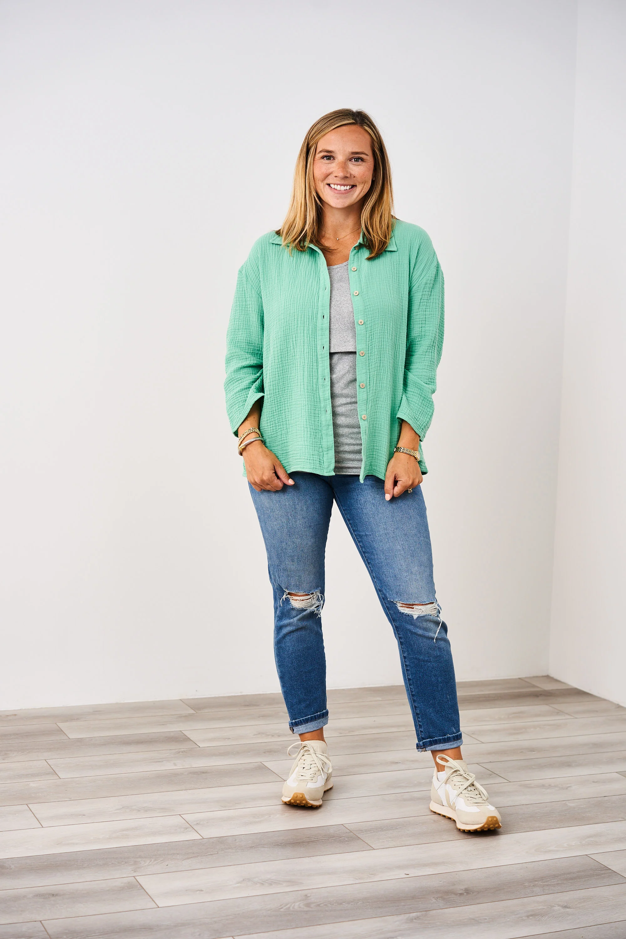 Latched Mama Coastline Cotton Button Up Nursing Shirt - Image 12