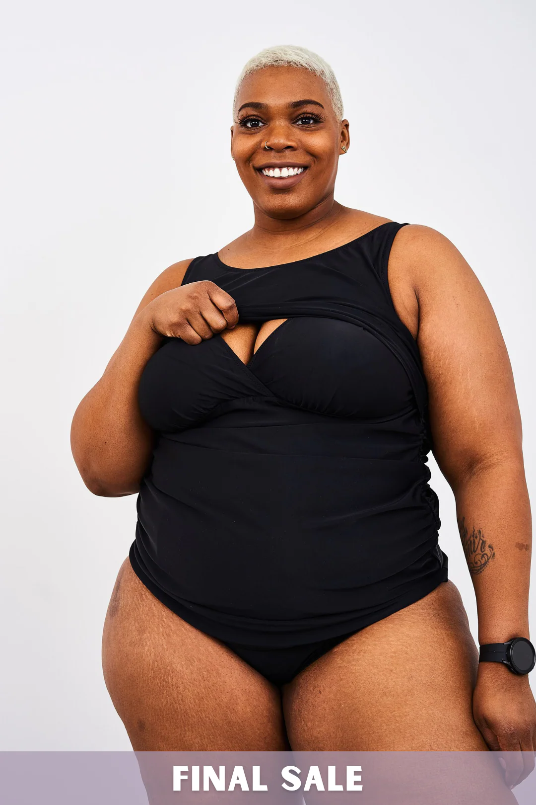 Latched Mama Maternity & Postpartum Gathered Nursing Swim Tank - Final Sale - Image 11