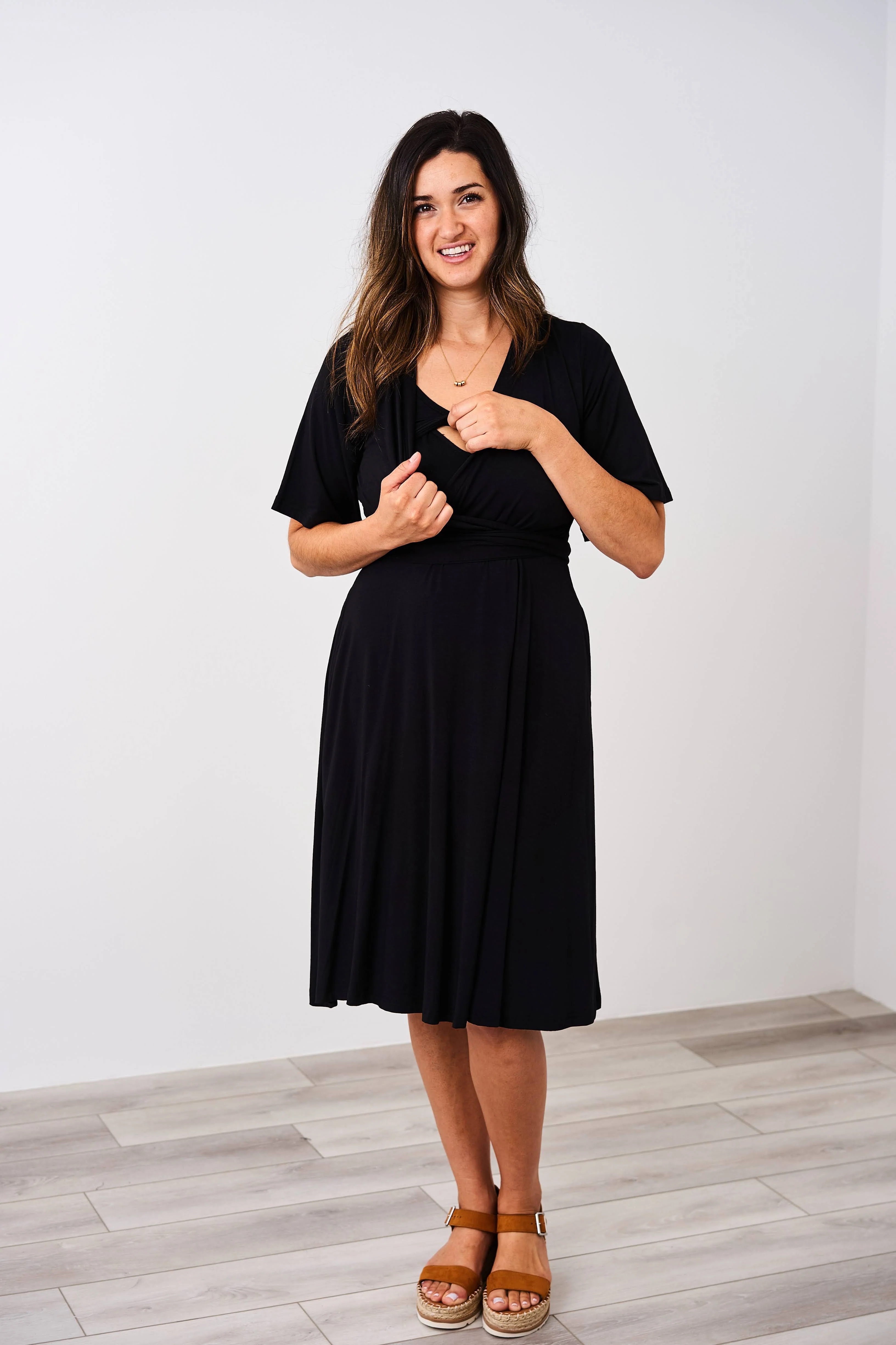 Latched Mama Nursing Midi Wrap Dress - Last Chance - Image 3