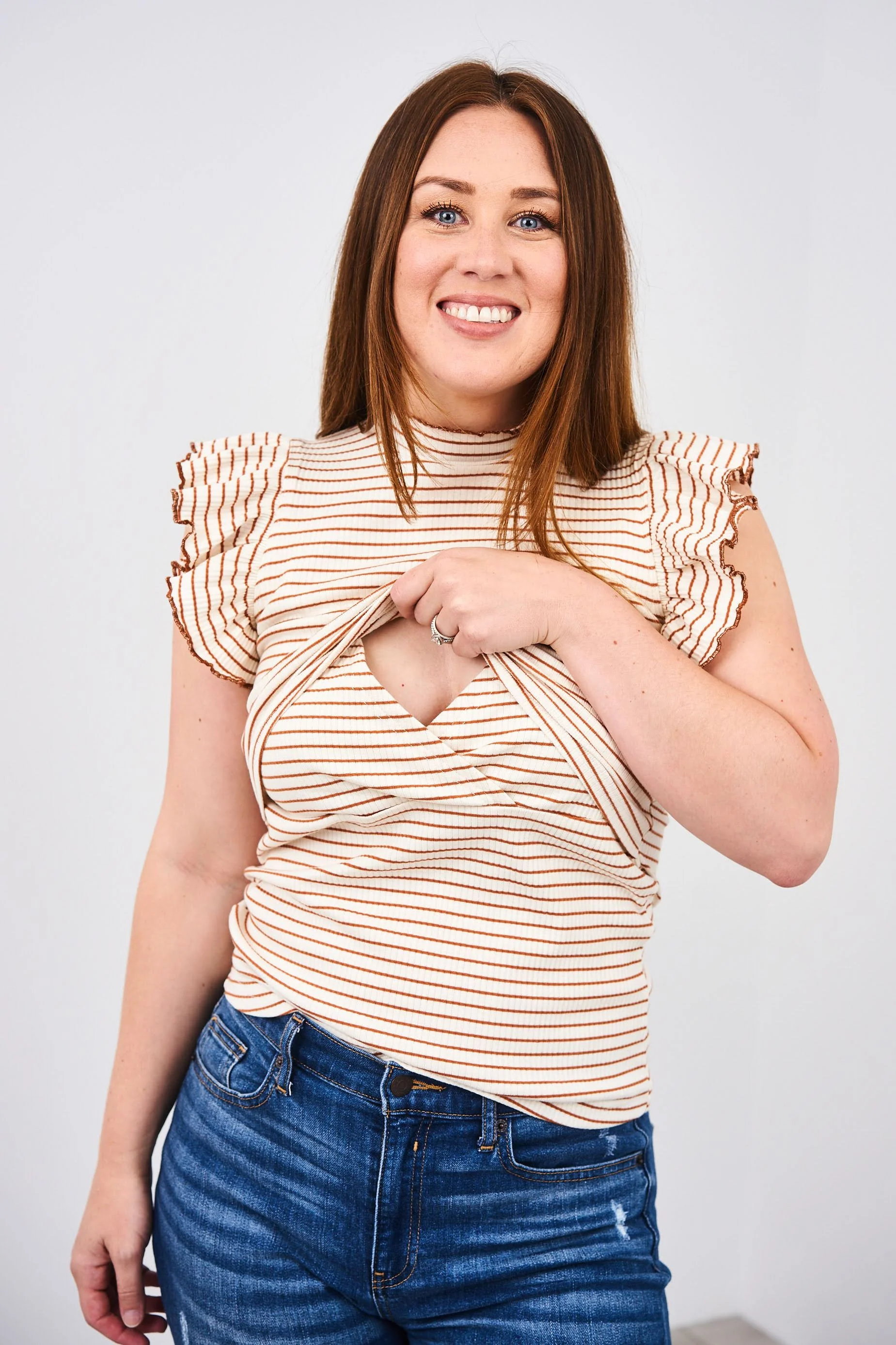 Latched Mama Retro Ruffle Mock Neck Nursing Tank - Image 2