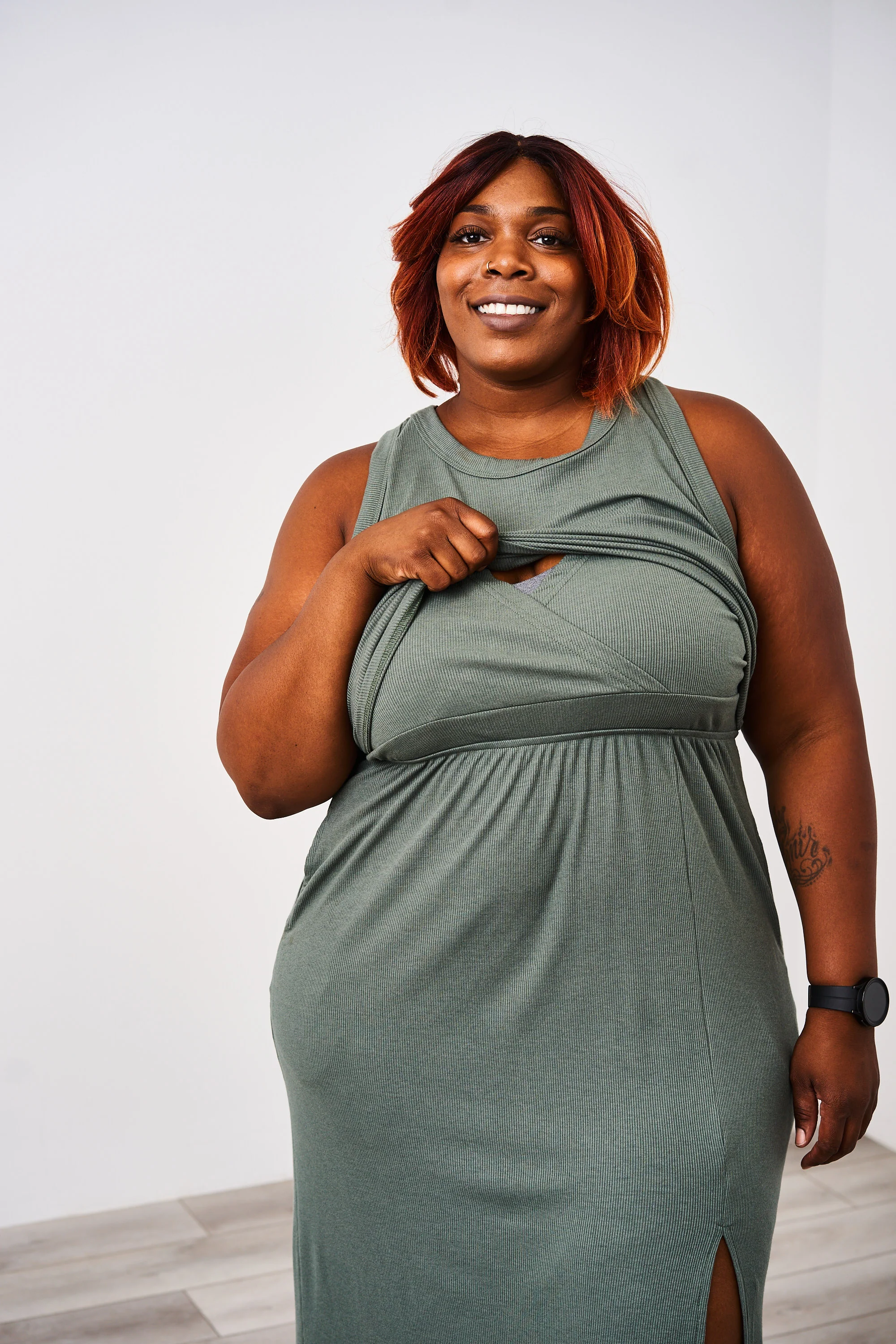 Latched Mama Ribbed Midi Nursing Slit Dress - Image 35