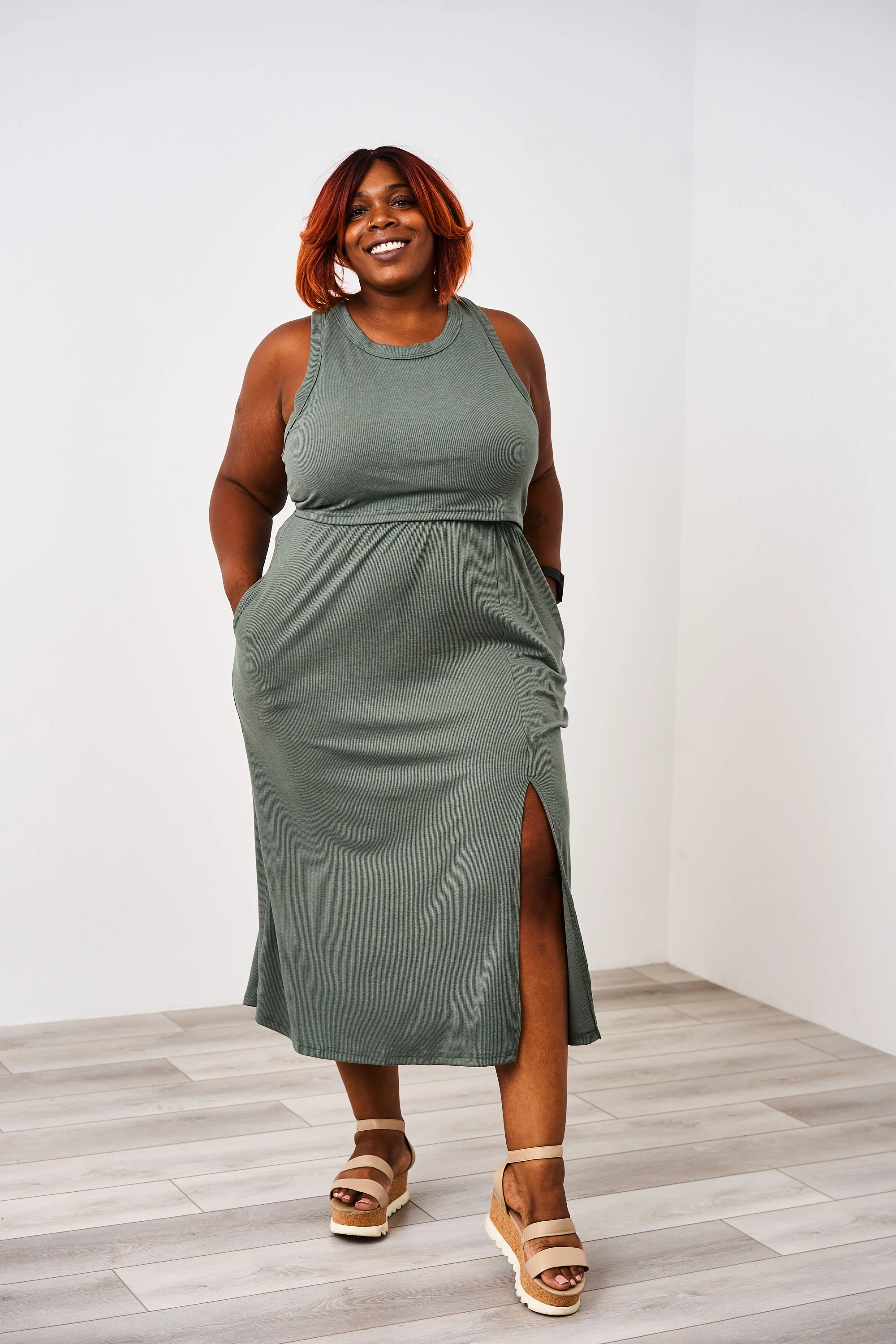 Latched Mama Ribbed Midi Nursing Slit Dress - Image 37