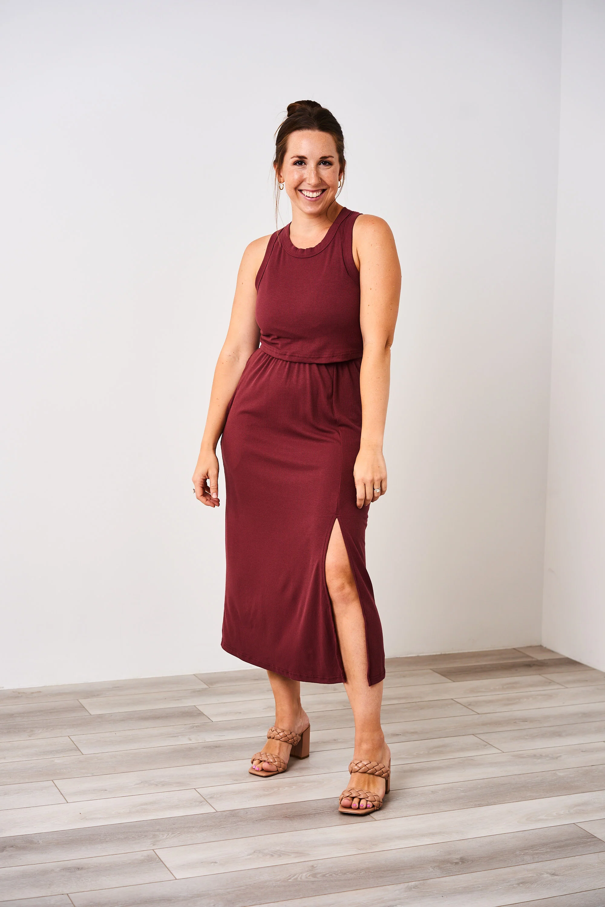Latched Mama Ribbed Midi Nursing Slit Dress - Image 40