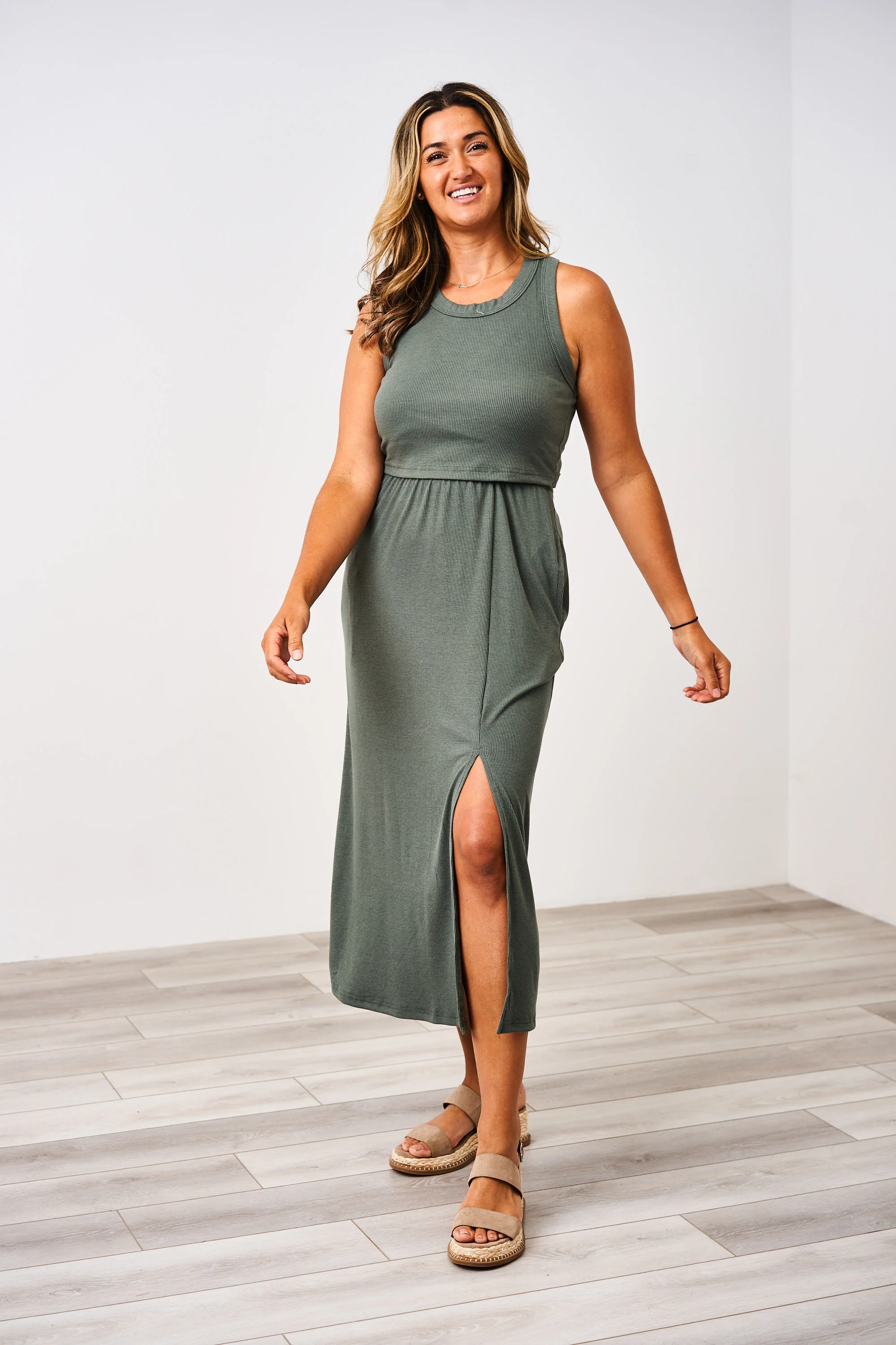 Latched Mama Ribbed Midi Nursing Slit Dress - Image 42