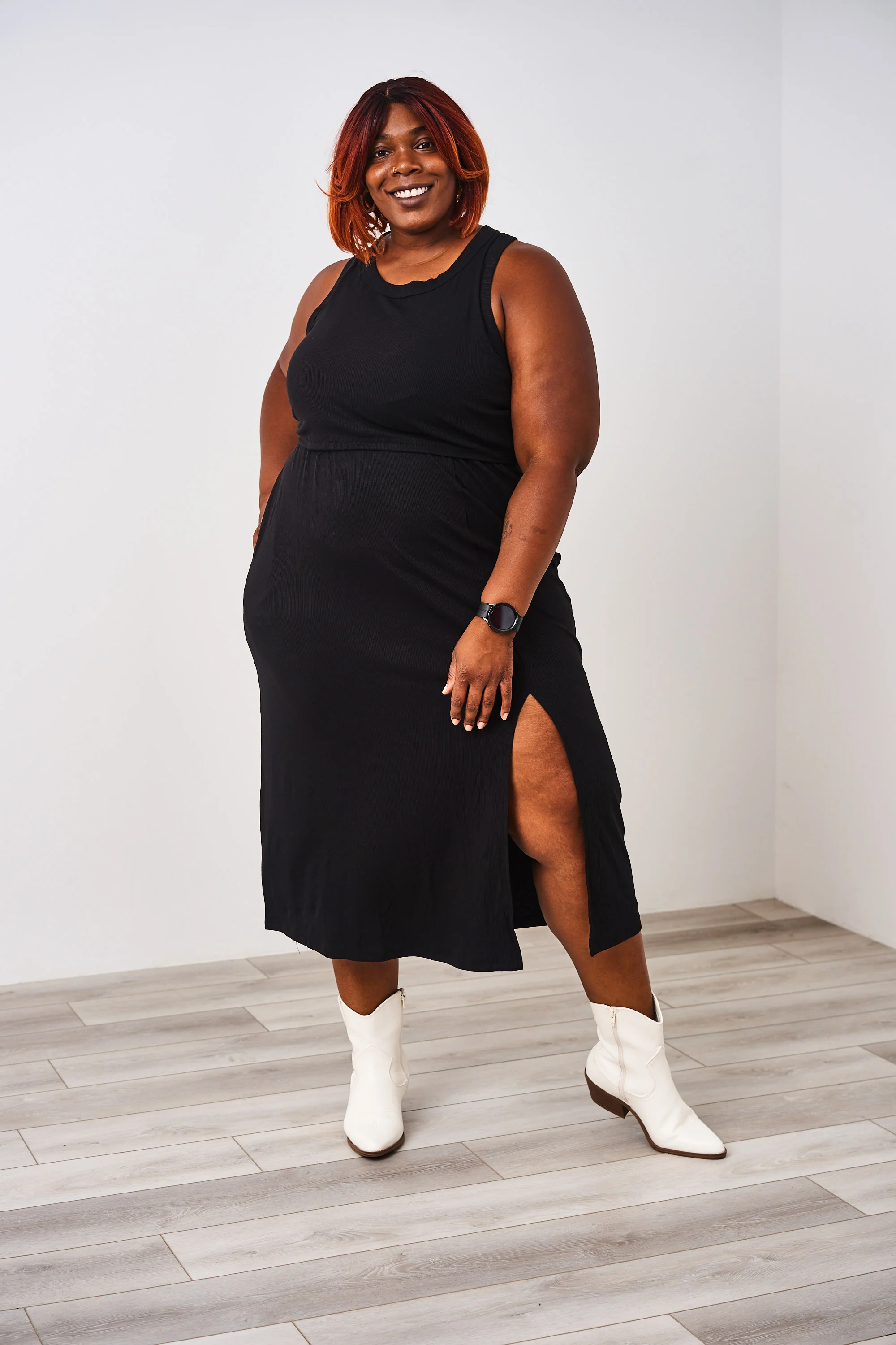 Latched Mama Ribbed Midi Nursing Slit Dress - Image 8