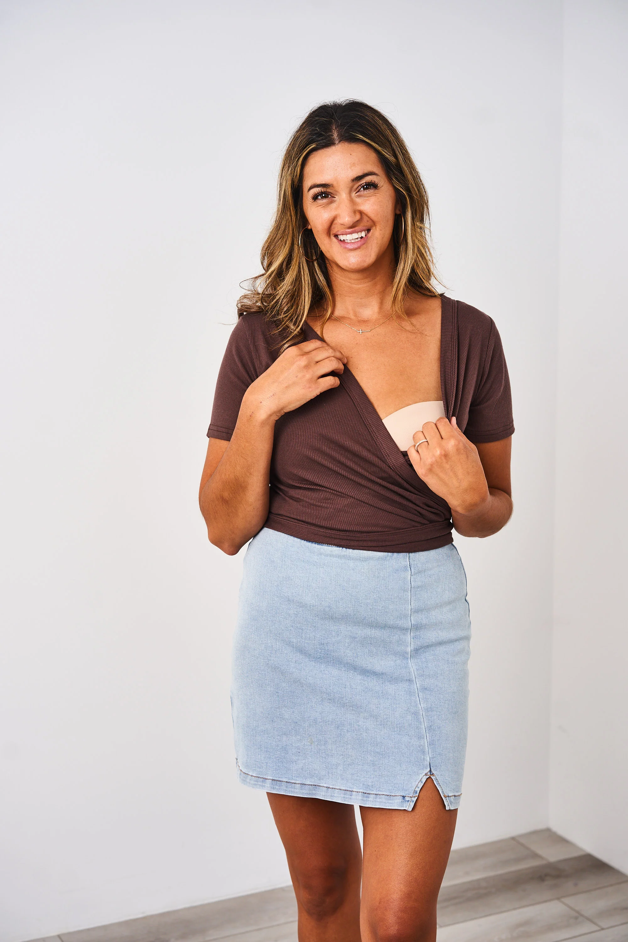 Latched Mama Ribbed Short Sleeve Nursing Wrap Top - Final Sale - Image 14