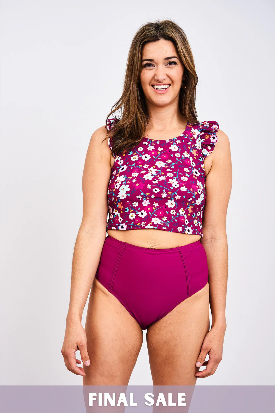 Latched Mama Ruffle Nursing Swim Crop Top - Final Sale - Image 3