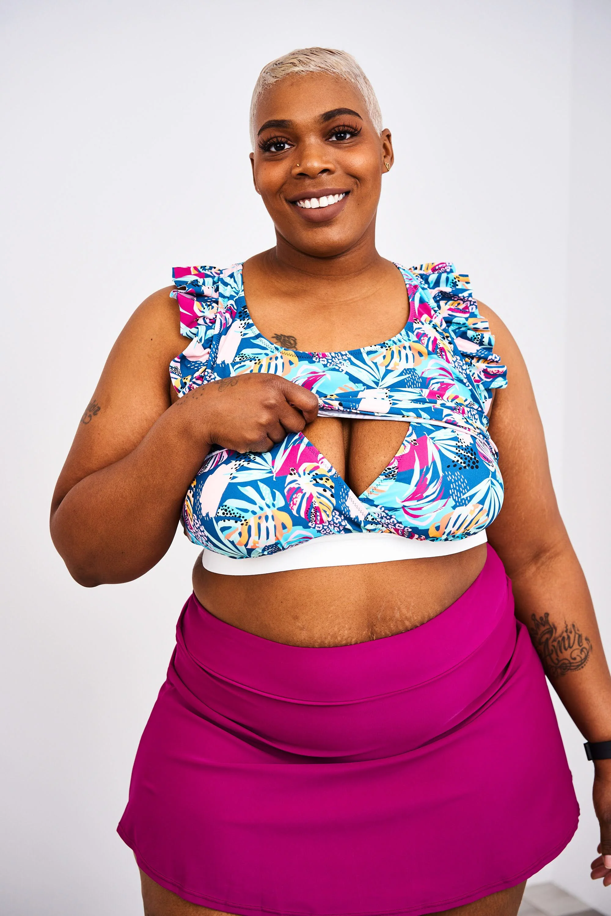 Latched Mama Ruffle Nursing Swim Crop Top - Final Sale - Image 5
