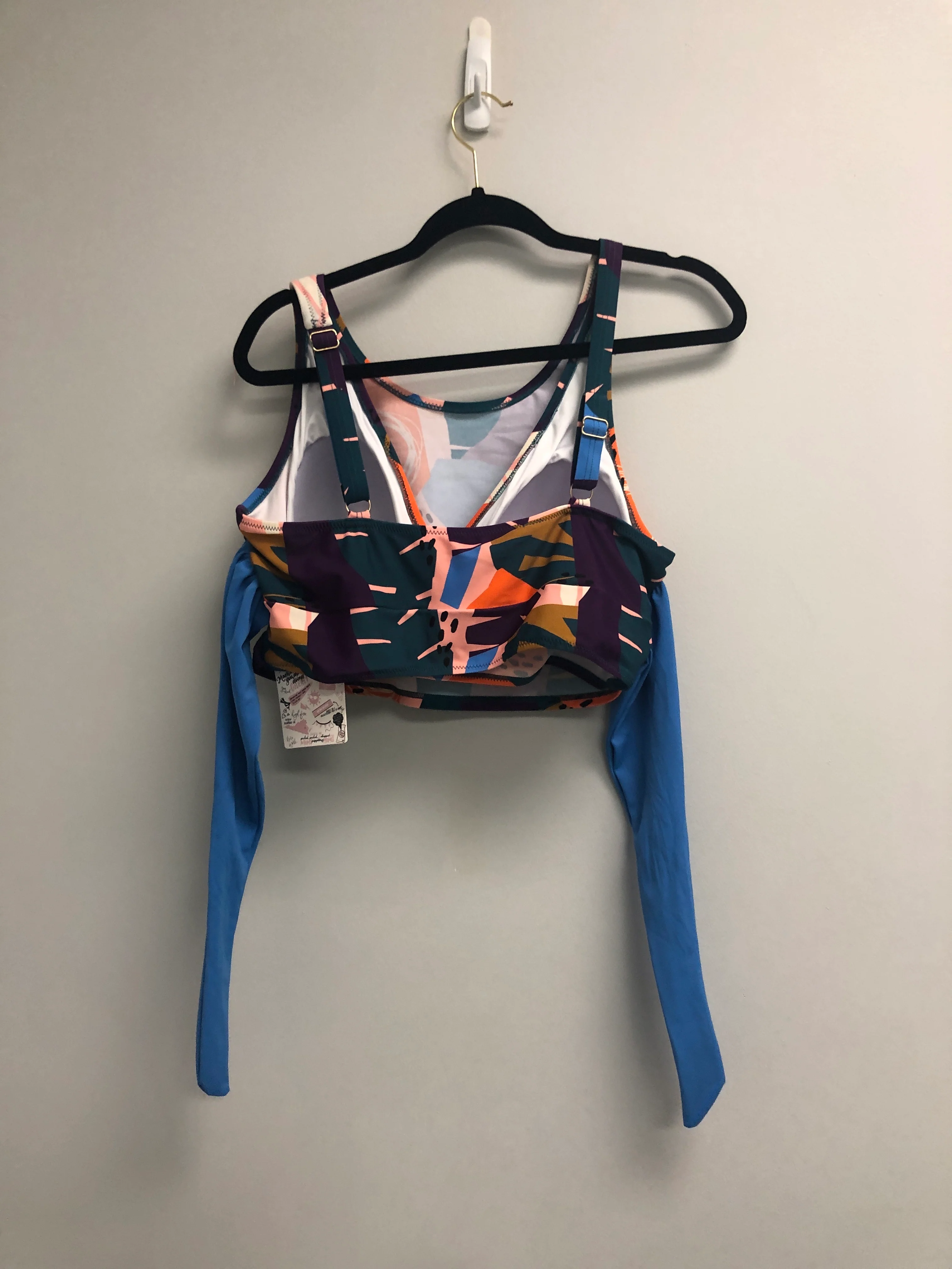 Outlet 6868 - Latched Mama Tie Back Nursing Swim Top - Golden Beach/Surf Blue - Large - Image 2