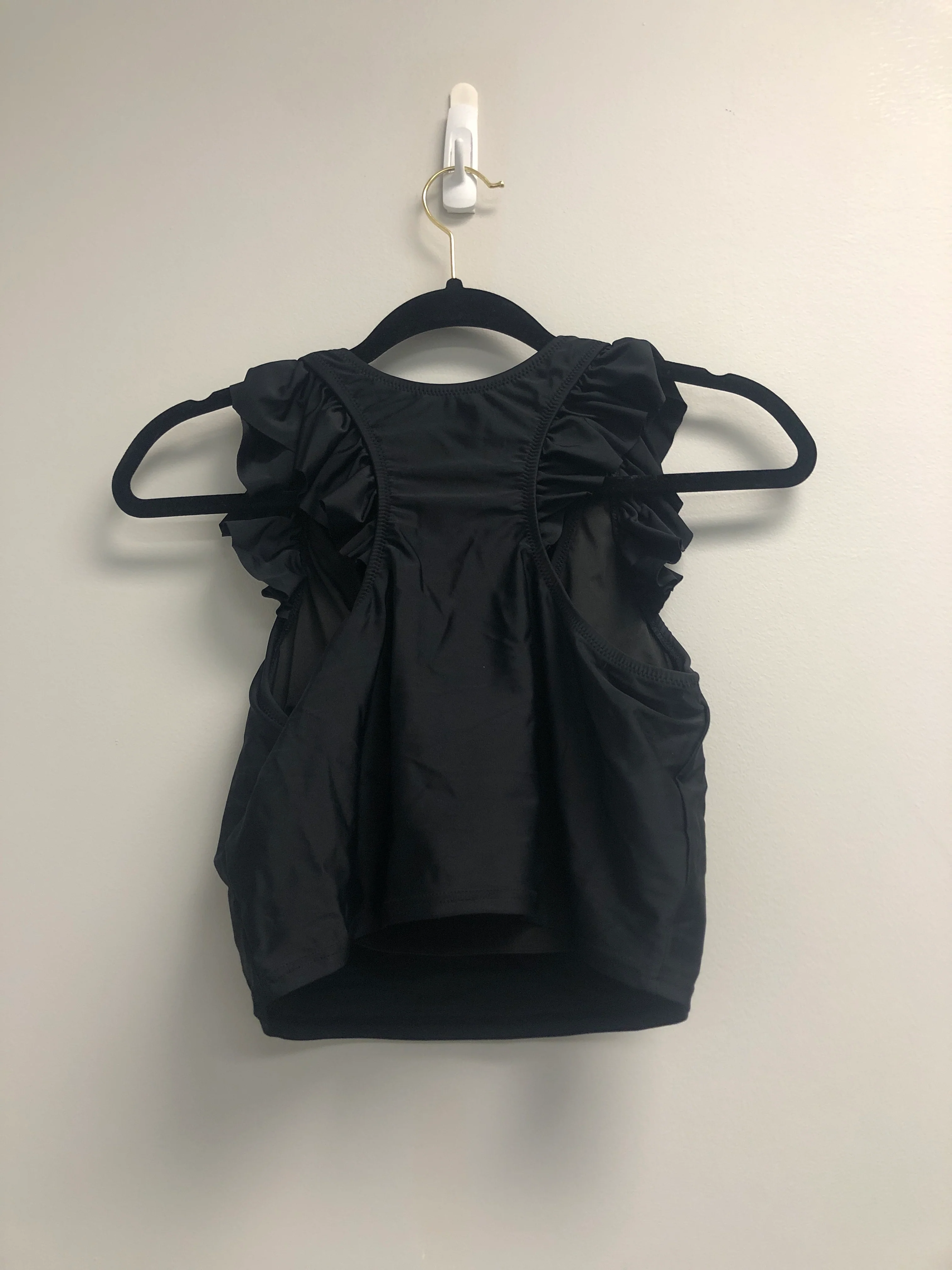Outlet 6898 - Latched Mama Ruffle Nursing Swim Crop Top - Black - Medium - Image 3