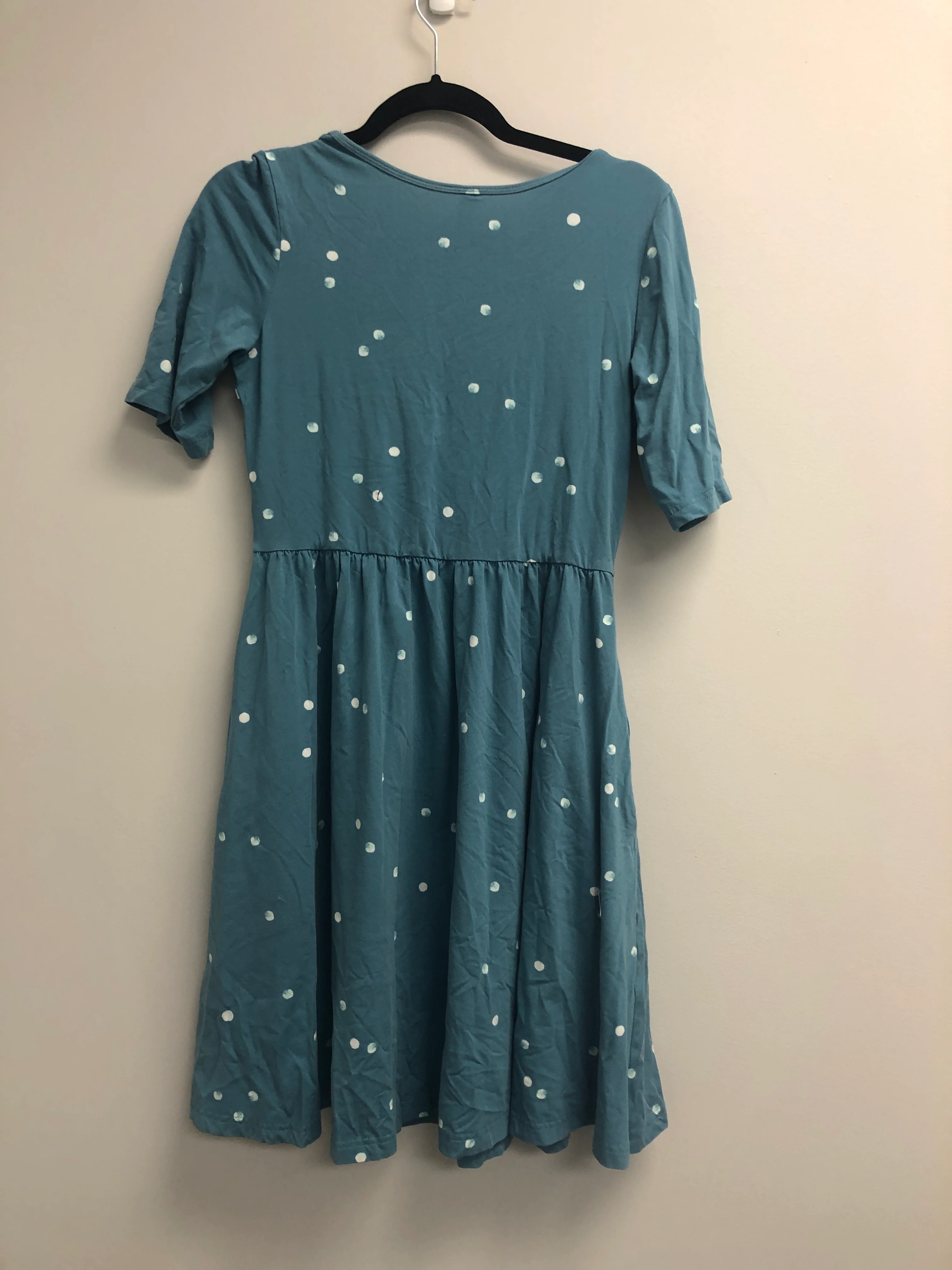 Outlet 6901 - Latched Mama Simple Cotton Nursing Dress - Steel Blue Dots - Small - Image 3