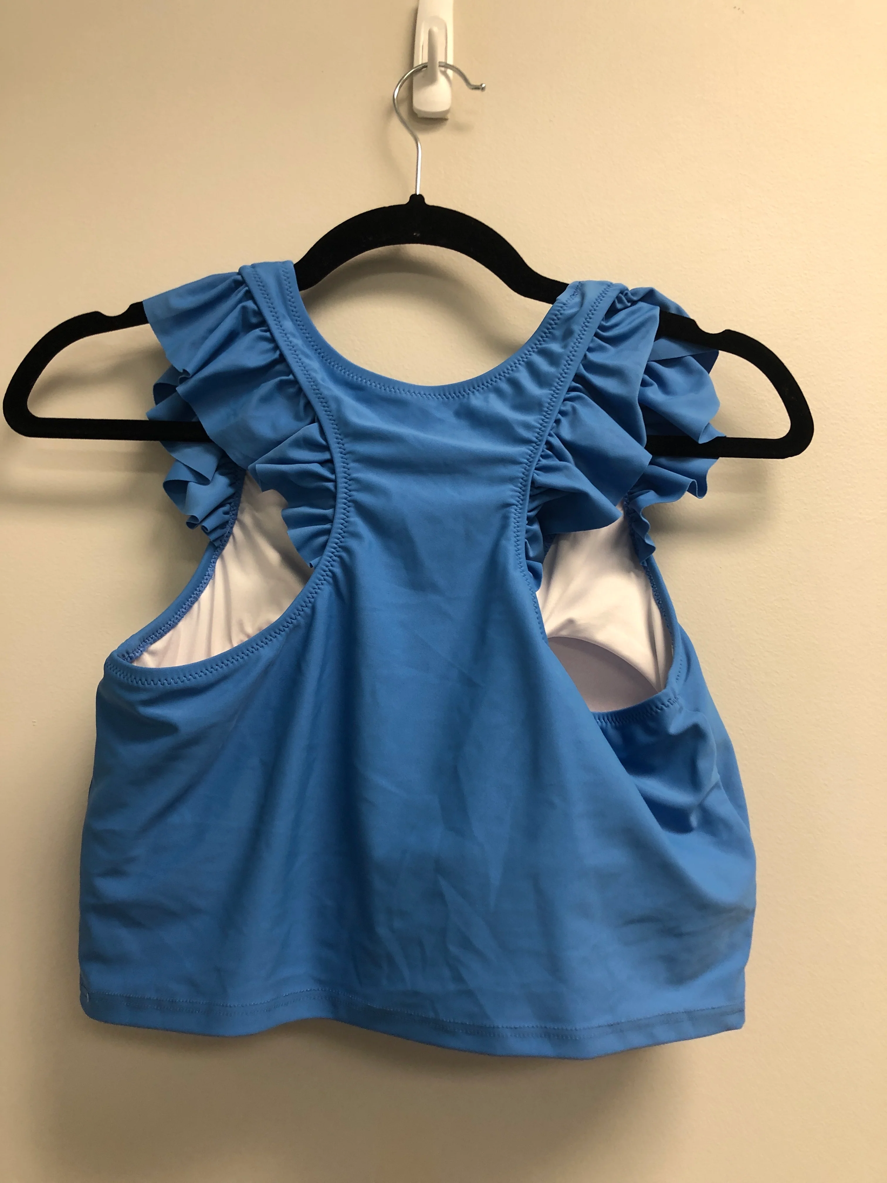Outlet 6993 - Latched Mama Ruffle Nursing Swim Crop Top - Final Sale - Surf Blue - Medium - Image 2
