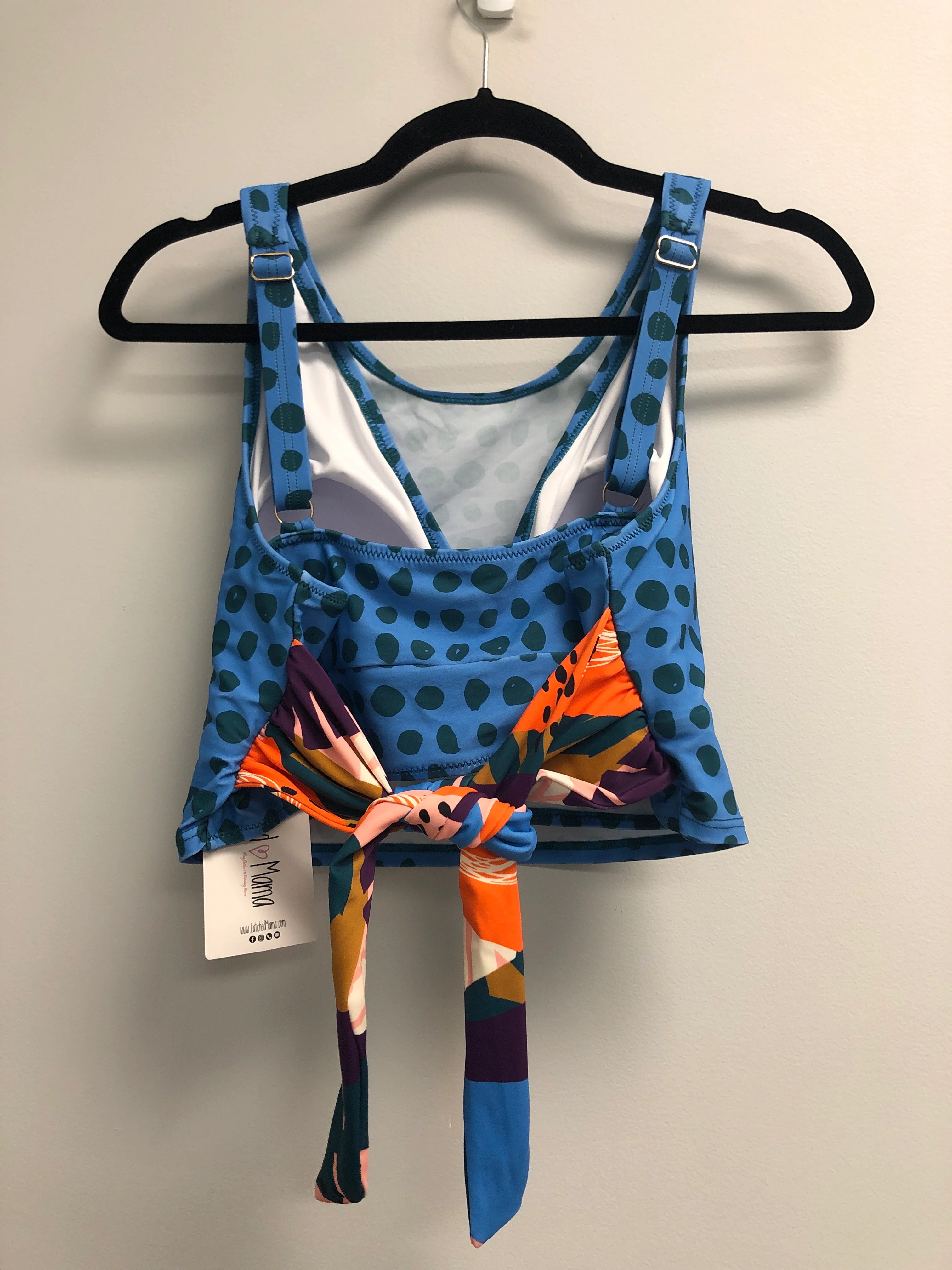 Outlet 6995 - Latched Mama Tie Back Nursing Swim Top - Final Sale - Teal Surf/Golden Beach - Extra Large - Image 2
