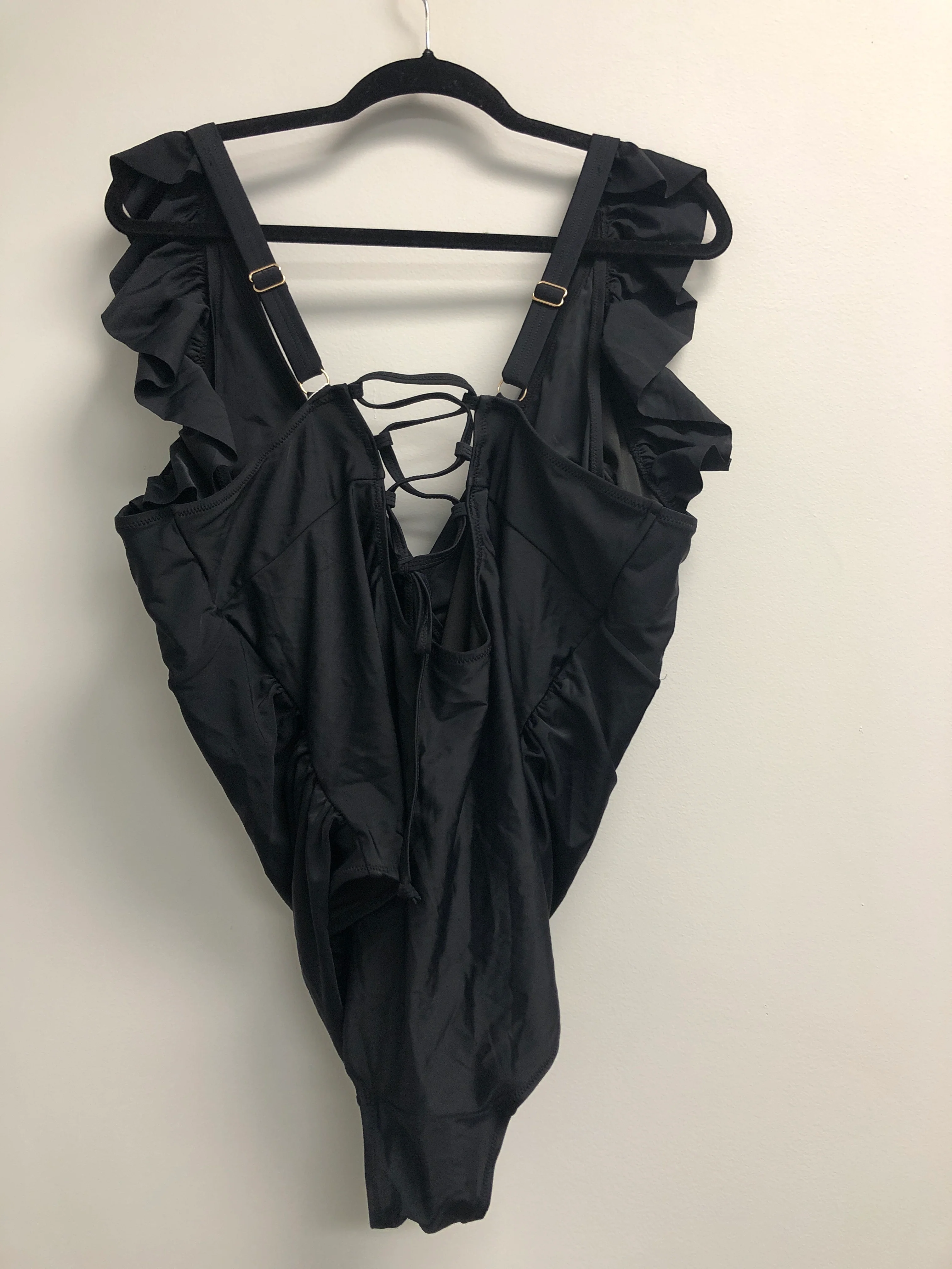 Outlet 6998 - Latched Mama Lace Up Nursing Swim One Piece - Final Sale - Black - 2X - Image 3