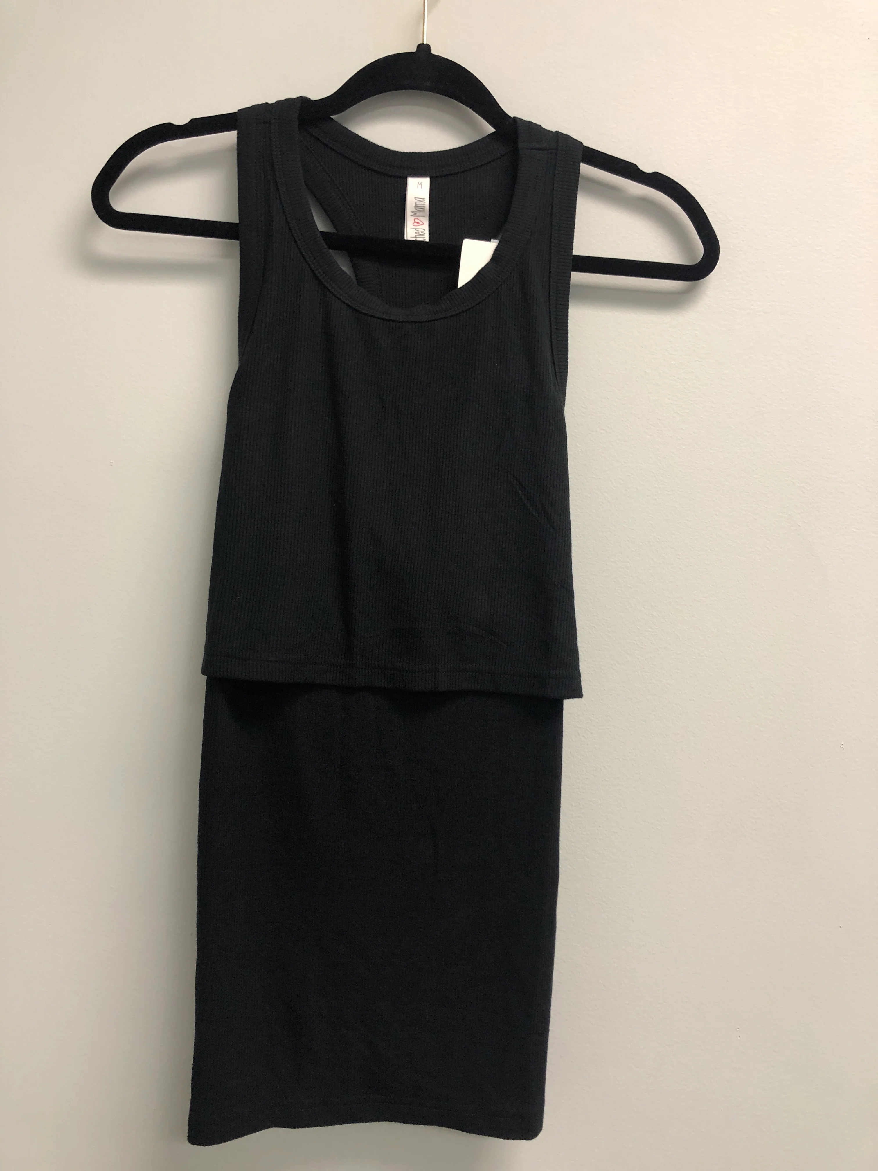 Outlet 7013 - Latched Mama Racerback Ribbed Nursing Tank - Black - Medium