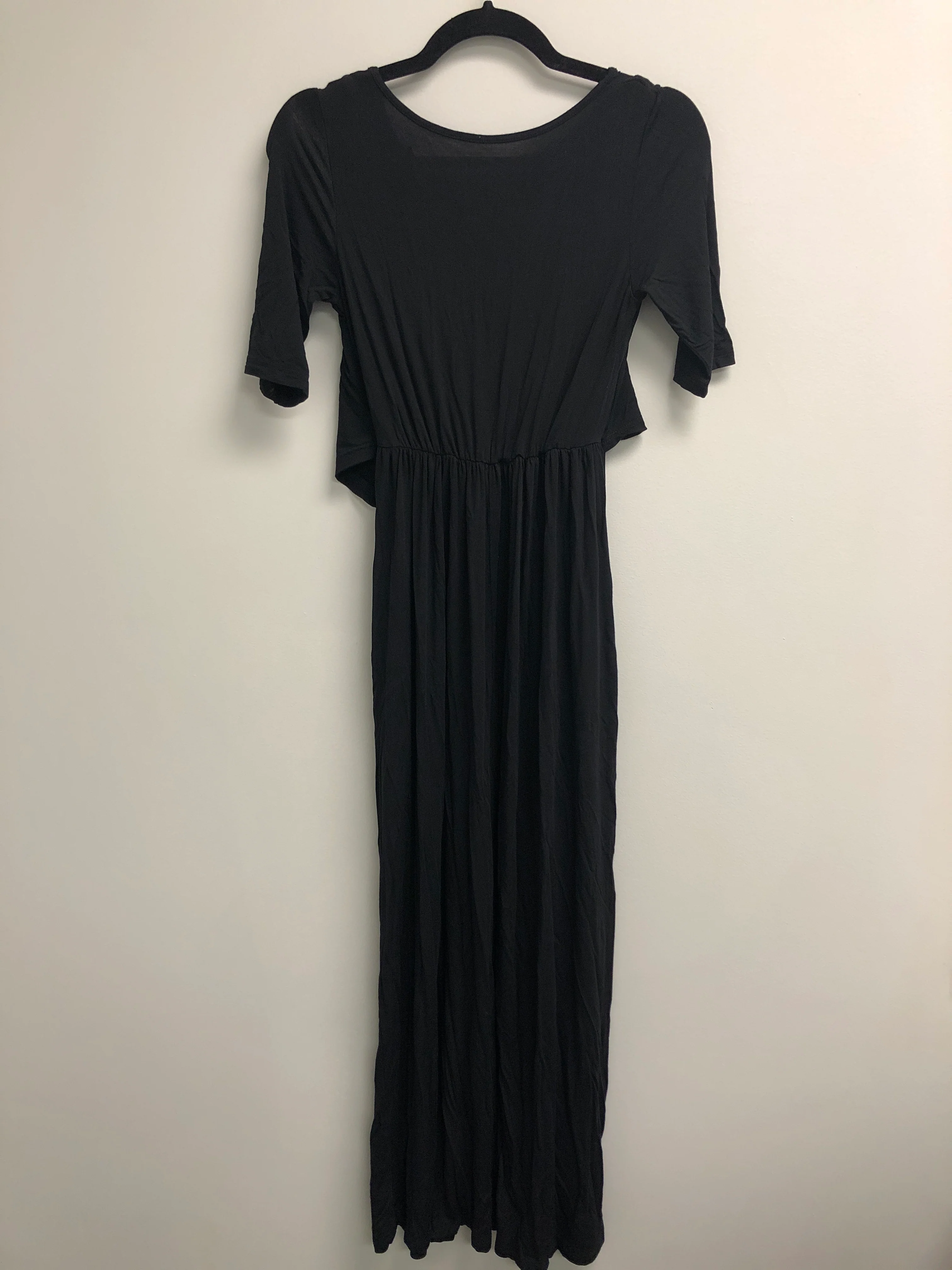 Outlet 7025 - Latched Mama Front Knot Nursing Maxi Dress - Black - Extra Small - Image 2