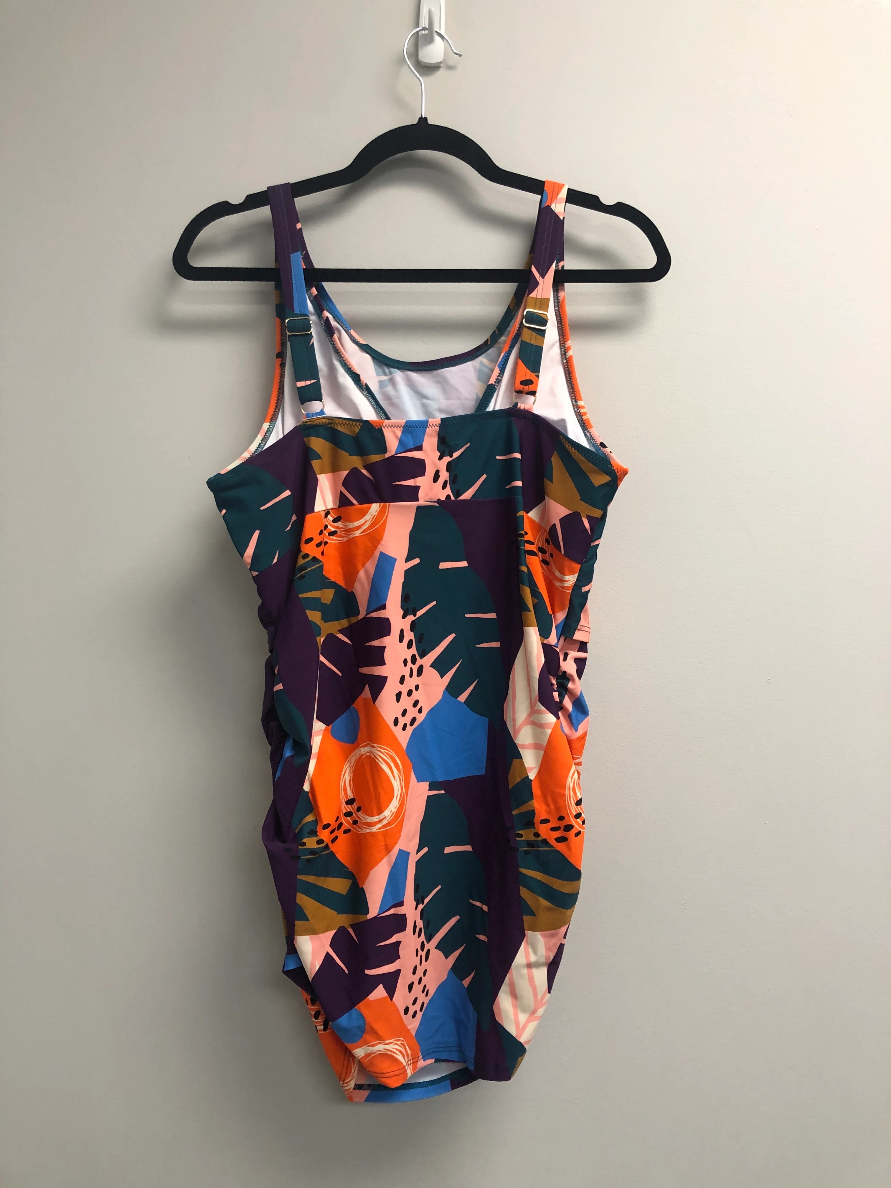 Outlet 7102 - Latched Mama Maternity & Postpartum Gathered Nursing Swim Tank - Final Sale - Golden Beach - Large - Image 3
