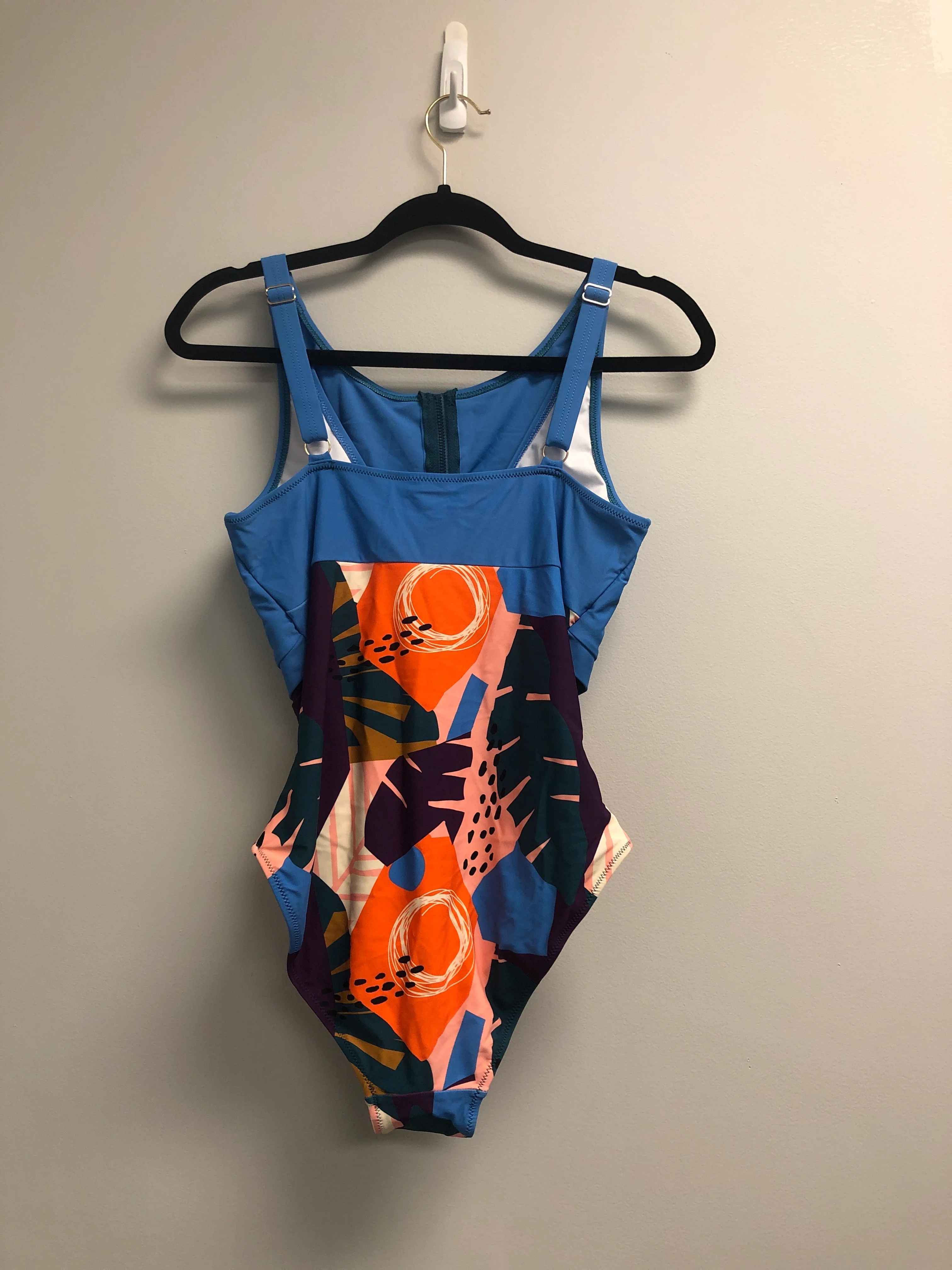 Outlet 7104 - Latched Mama Front Zip Nursing Swim One Piece with Pockets - Final Sale - surf blue/golden beach - Small - Image 2