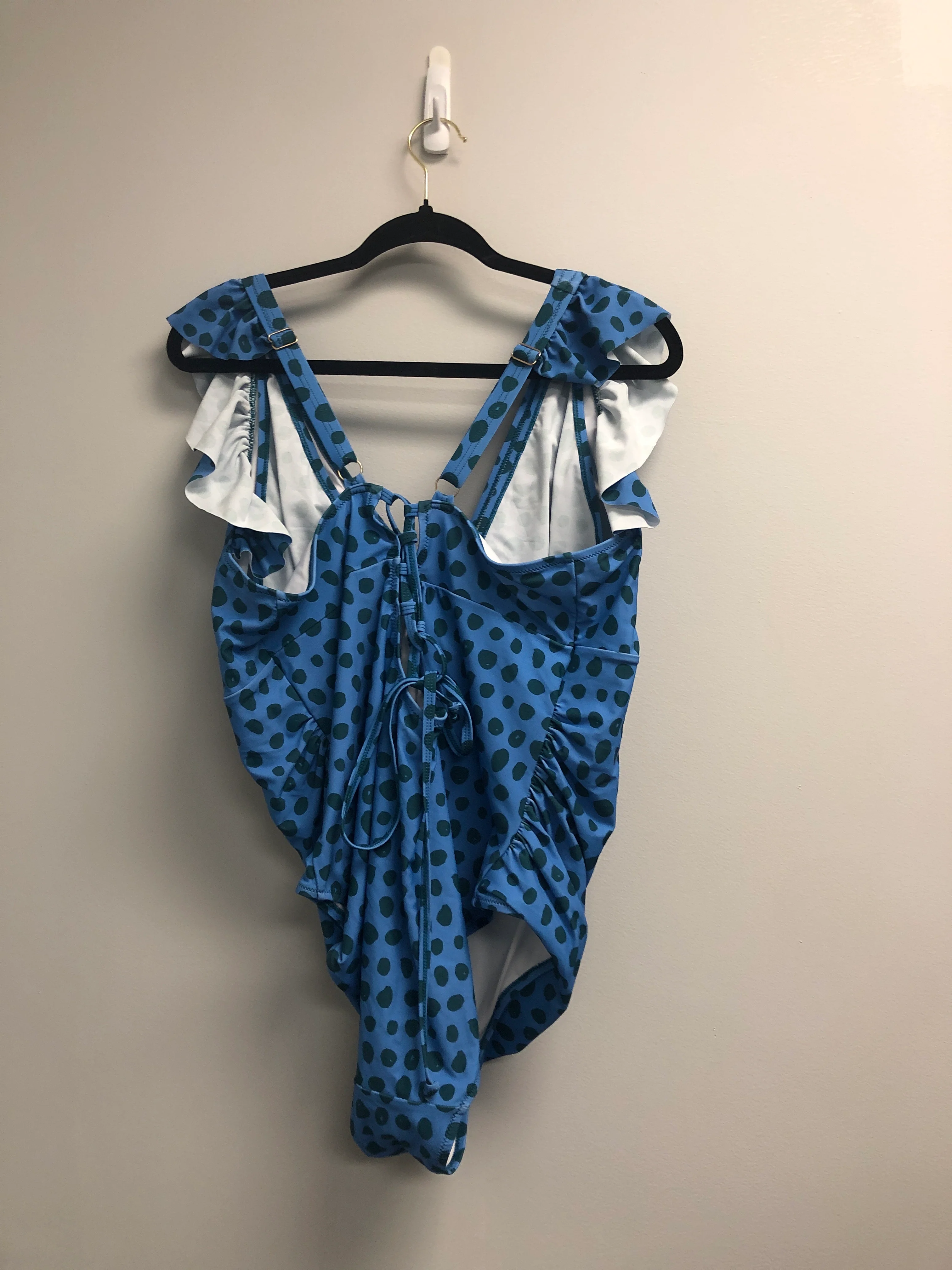 Outlet 7106 - Latched Mama Lace Up Nursing Swim One Piece - Final Sale - Teal Surf - 2X - Image 2