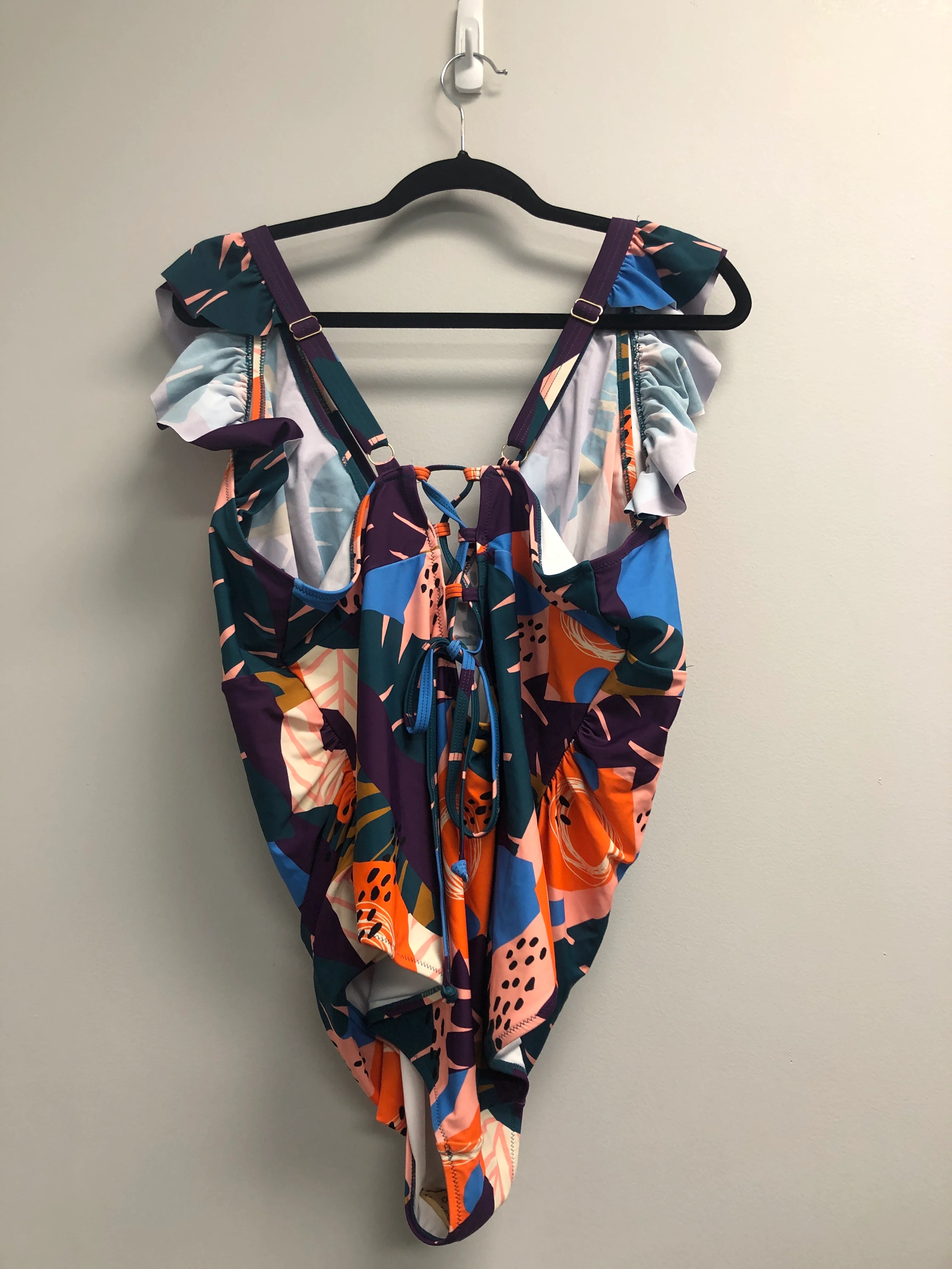 Outlet 7109 - Latched Mama Lace Up Nursing Swim One Piece - Final Sale - Golden Beach - 2X - Image 2