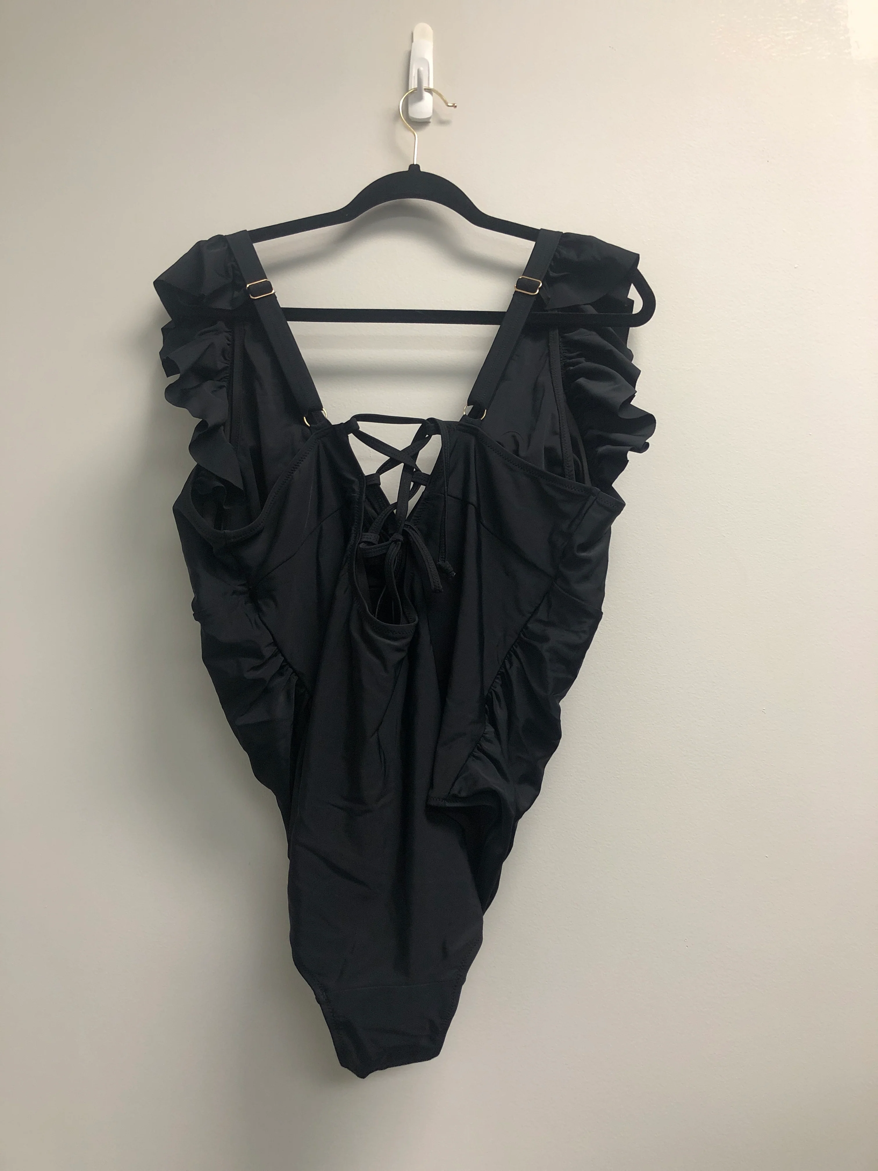 Outlet 7111 - Latched Mama Lace Up Nursing Swim One Piece - Final Sale - Black - 2X - Image 2