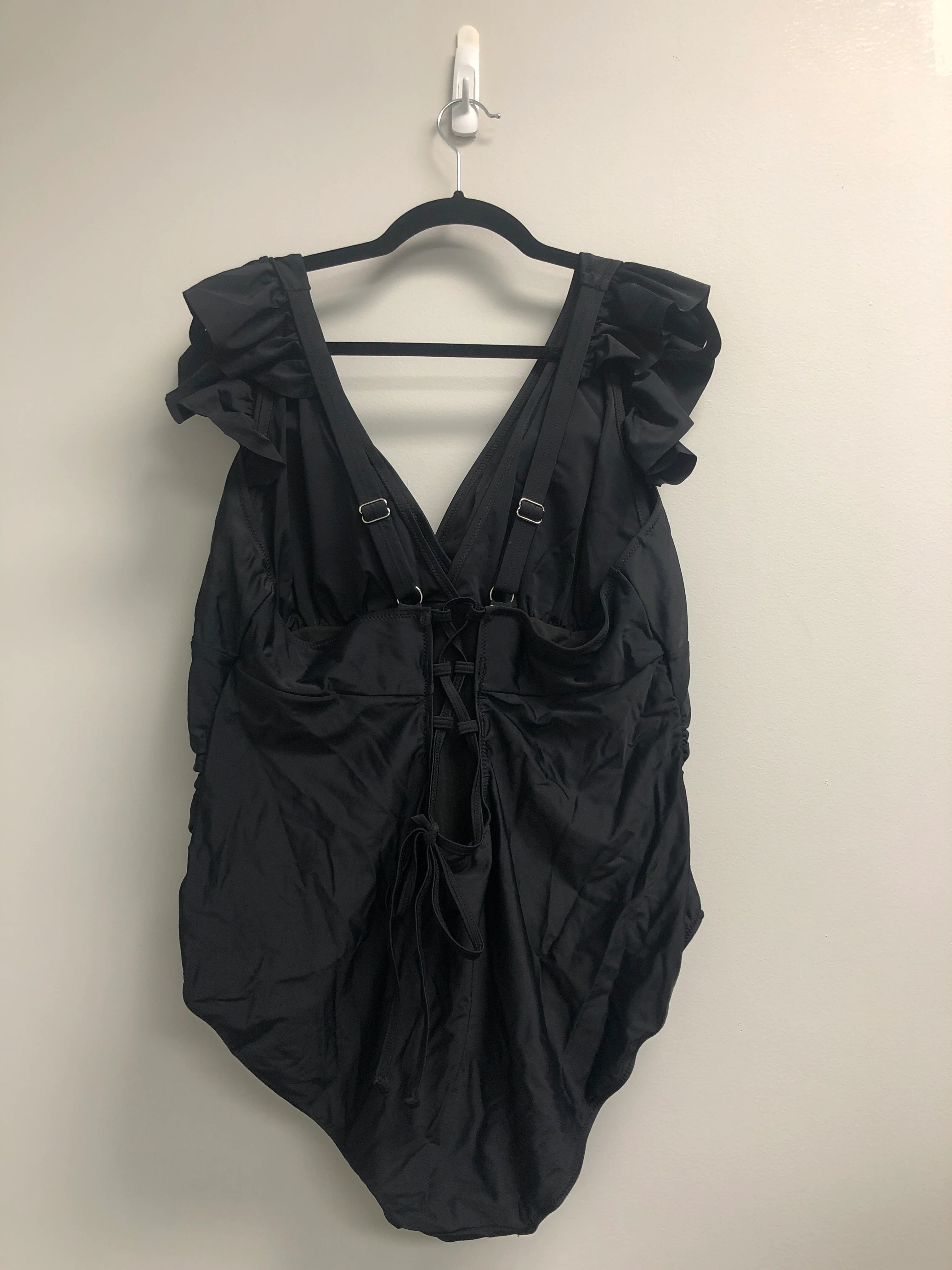 Outlet 7135 - Latched Mama Lace Up Nursing Swim One Piece - Final Sale - Black - 3X - Image 2