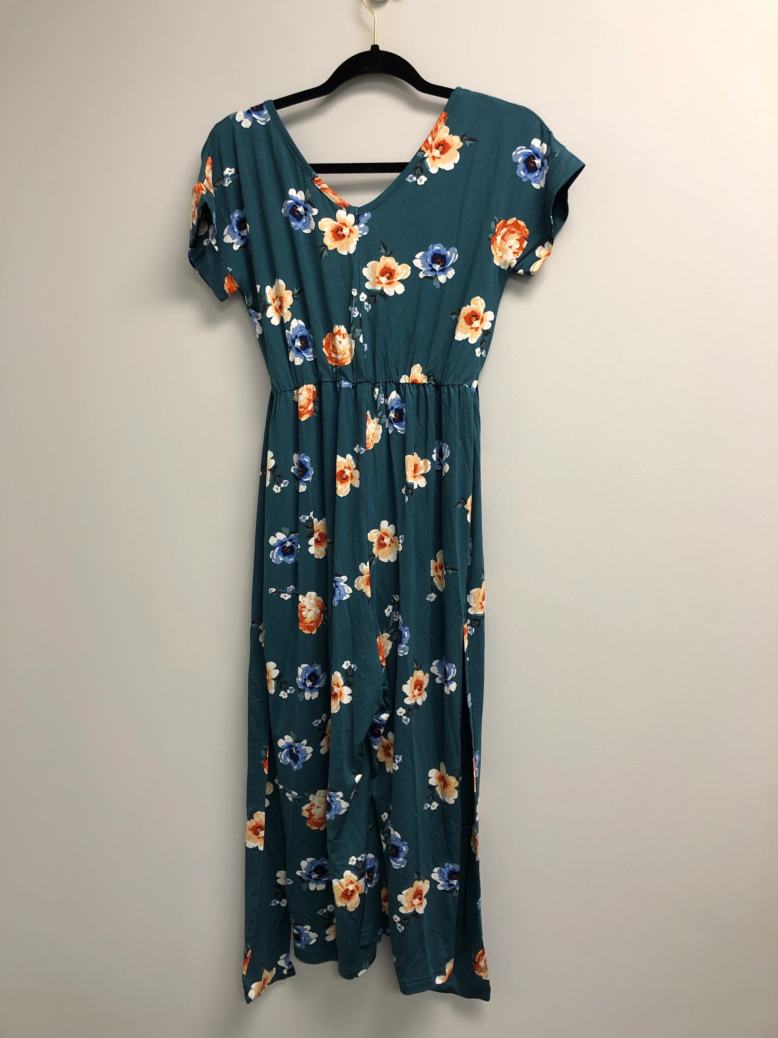 Outlet 7151 - Latched Mama V-Neck Nursing Jumpsuit - Teal Breeze - Small - Image 2