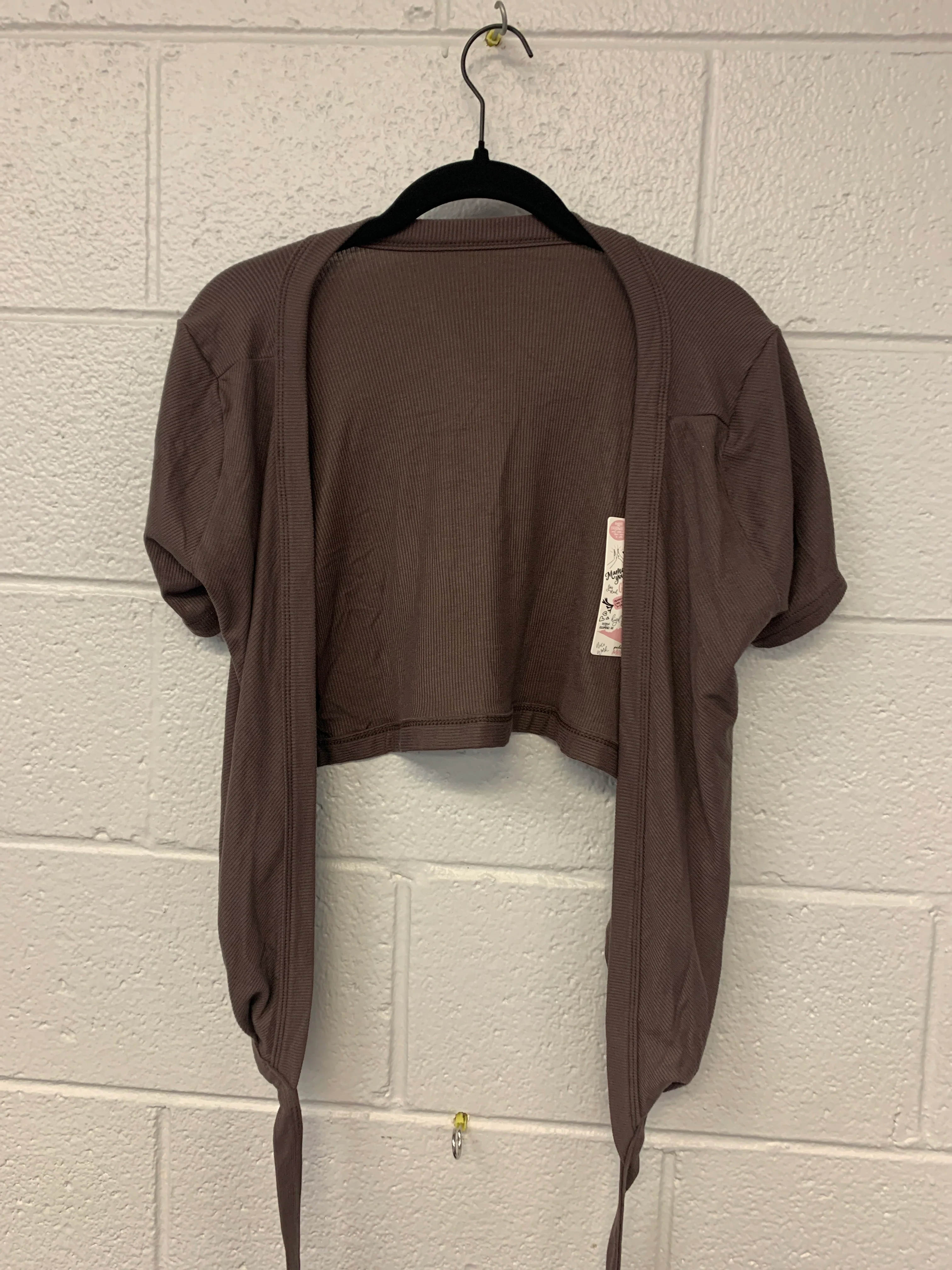 Outlet 7190 - Latched Mama Ribbed Short Sleeve Nursing Wrap Top - Brown - Medium