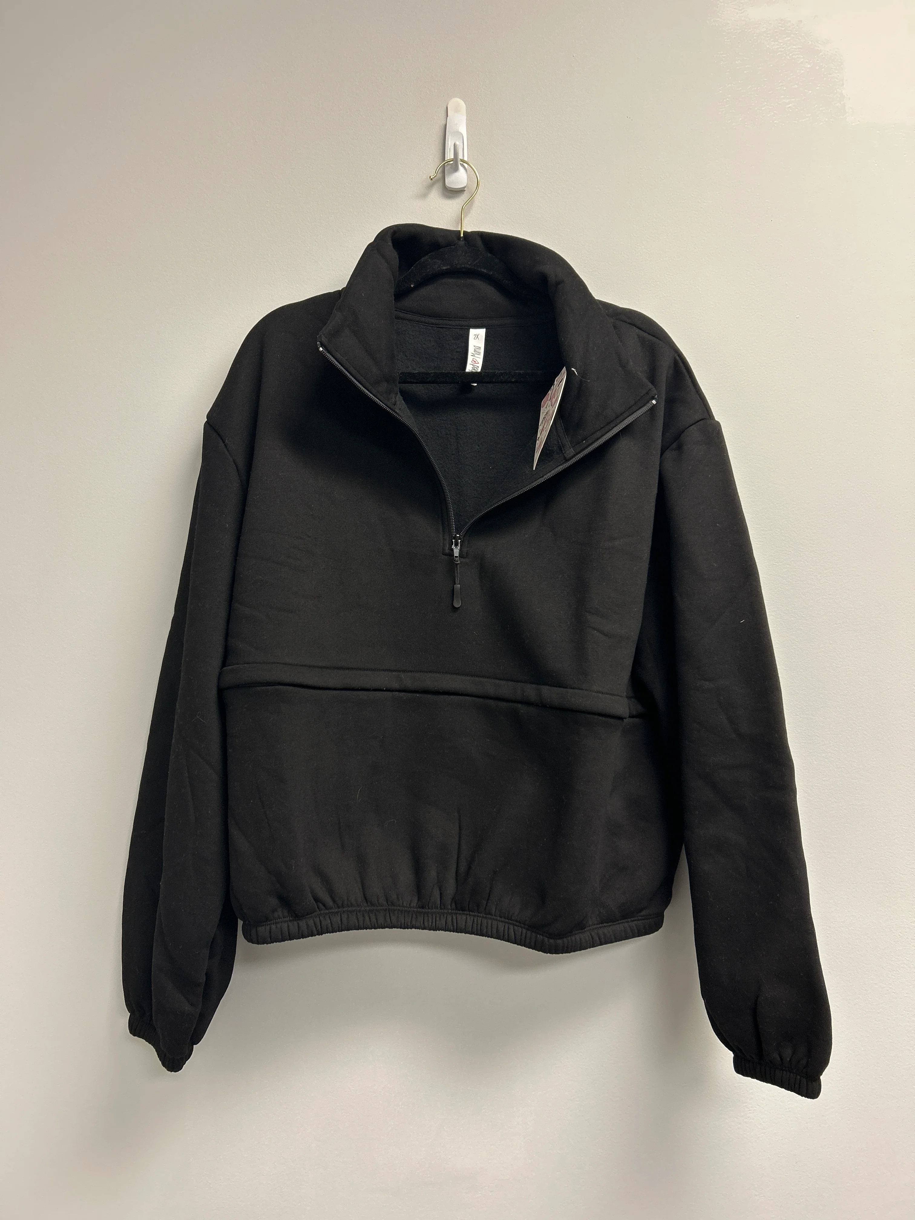 Outlet 7201 - Latched Mama 635 Crop Zip Nursing Pullover - Final Sale - BLACK - 2X