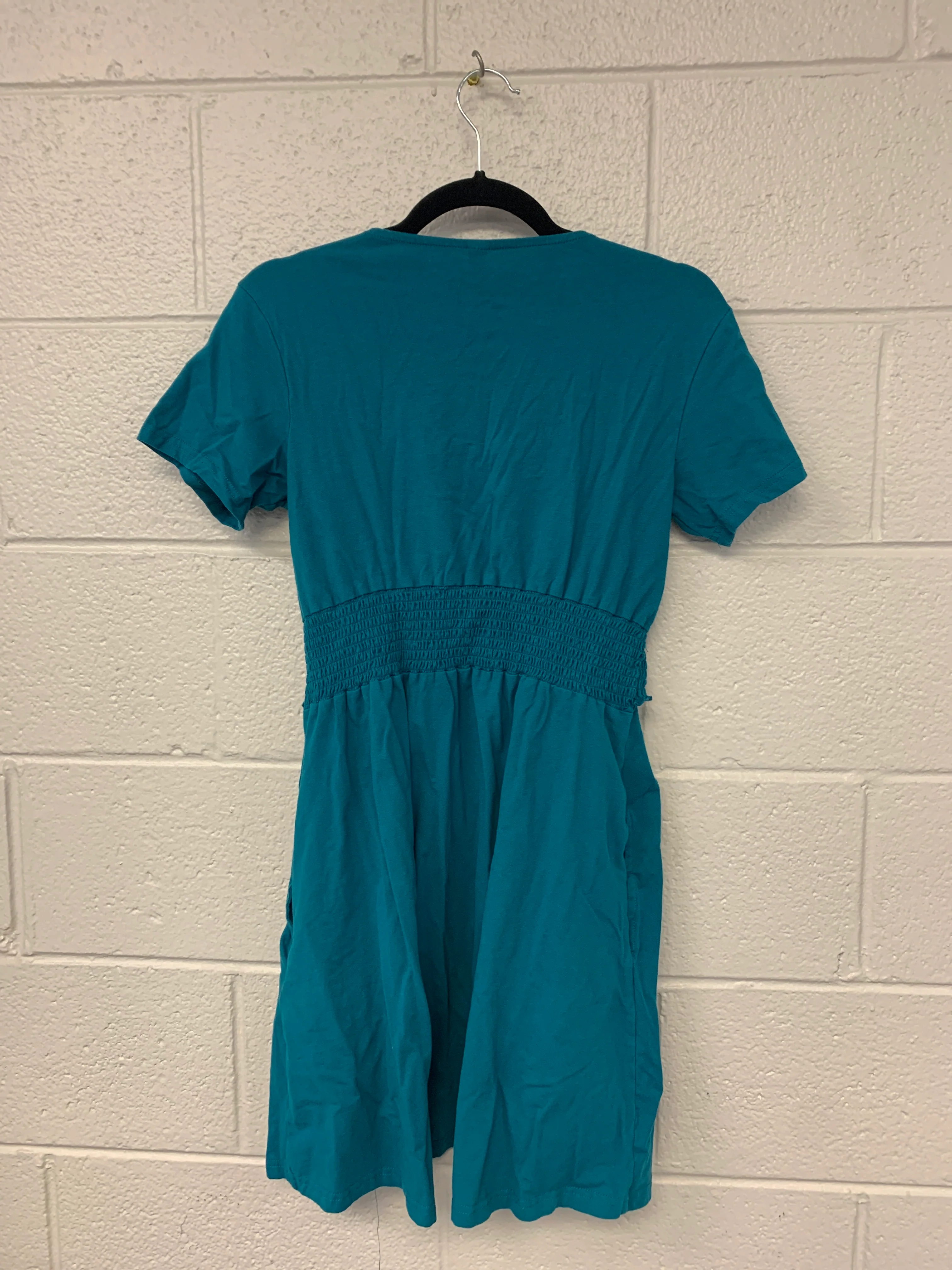 Outlet 7219 - Latched Mama Ruched Waist Nursing Dress - Teal - Medium - Image 3