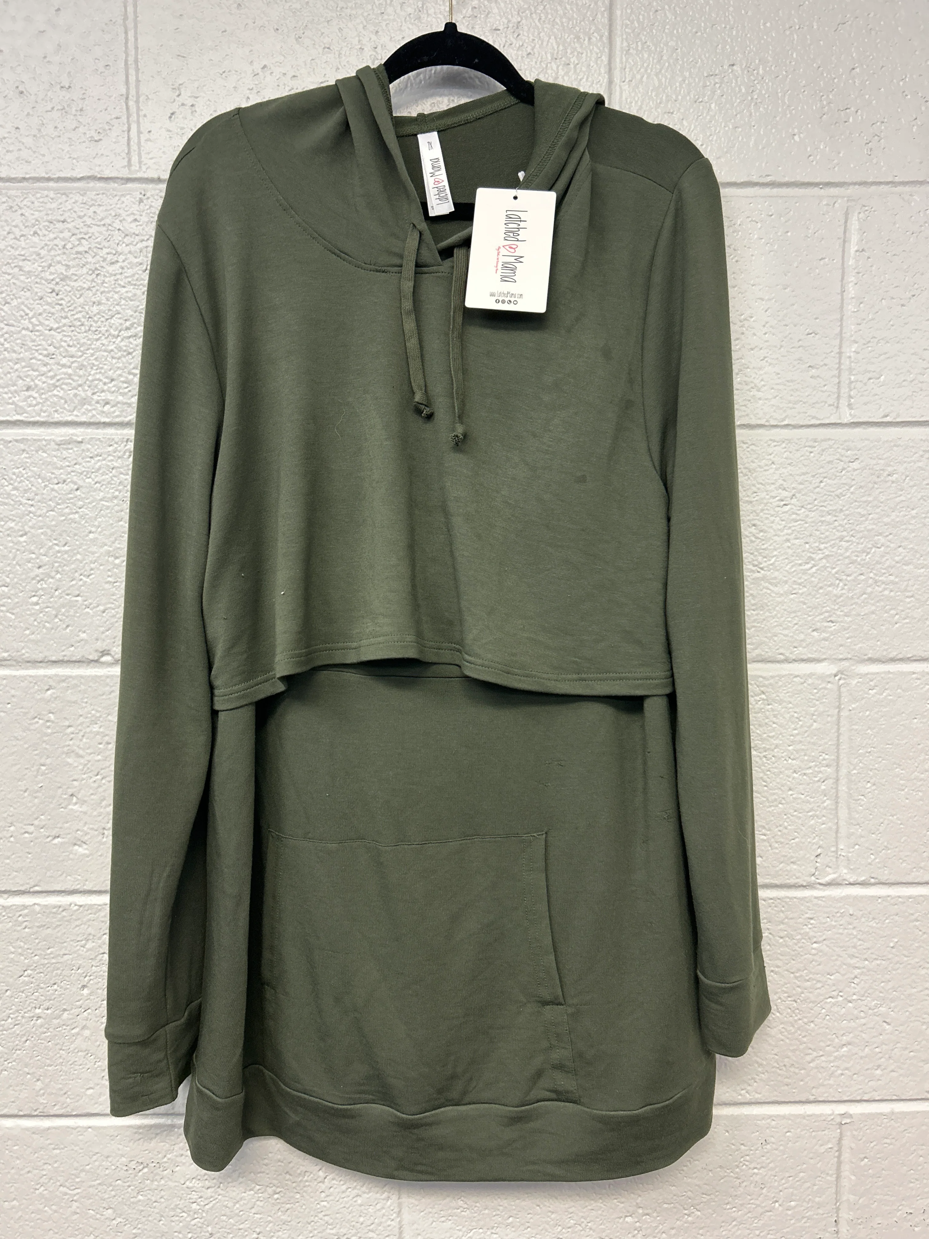 Outlet 7238 - Latched Mama Cloud Nursing Hoodie - HUNTER GREEN - 2X