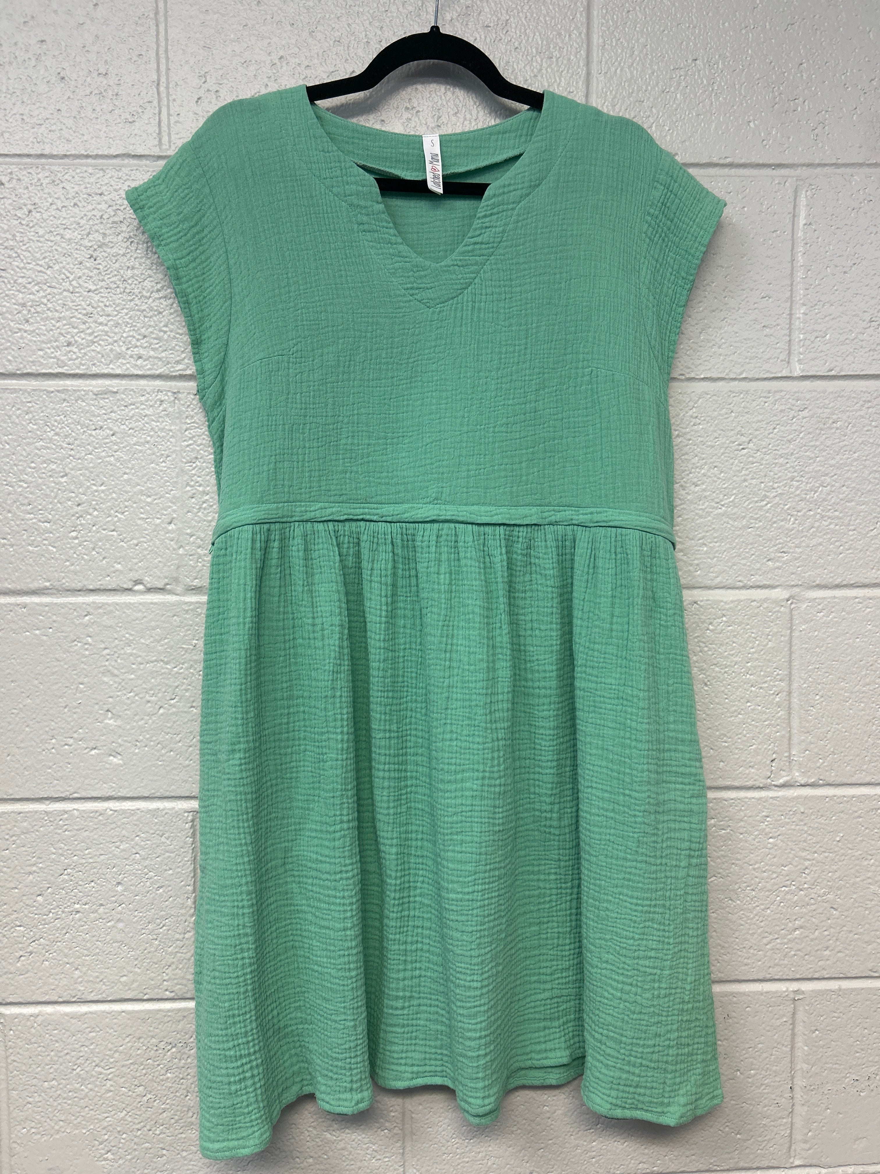 Outlet 7247 - Latched Mama Coastline Cotton Zip Nursing Dress - Seafoam - Small