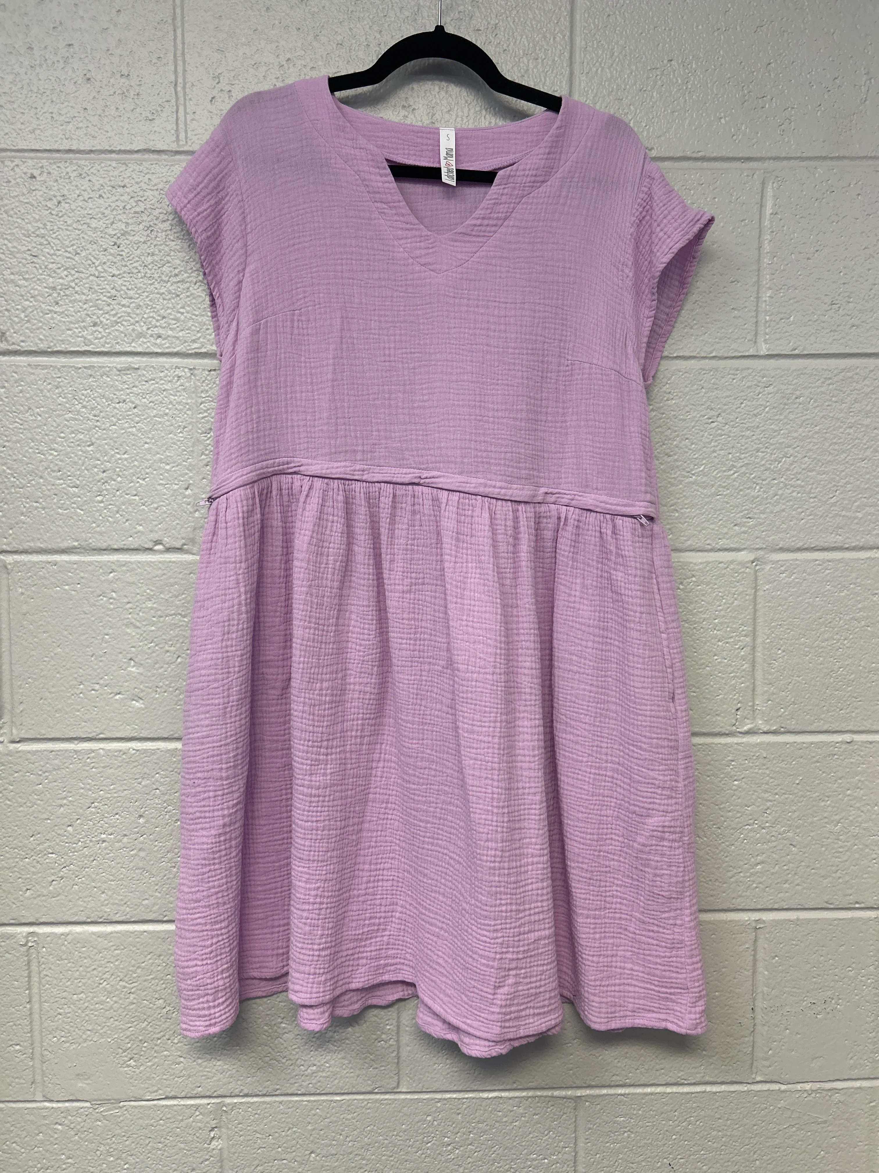Outlet 7249 - Latched Mama Coastline Cotton Zip Nursing Dress - WISTERIA - Small