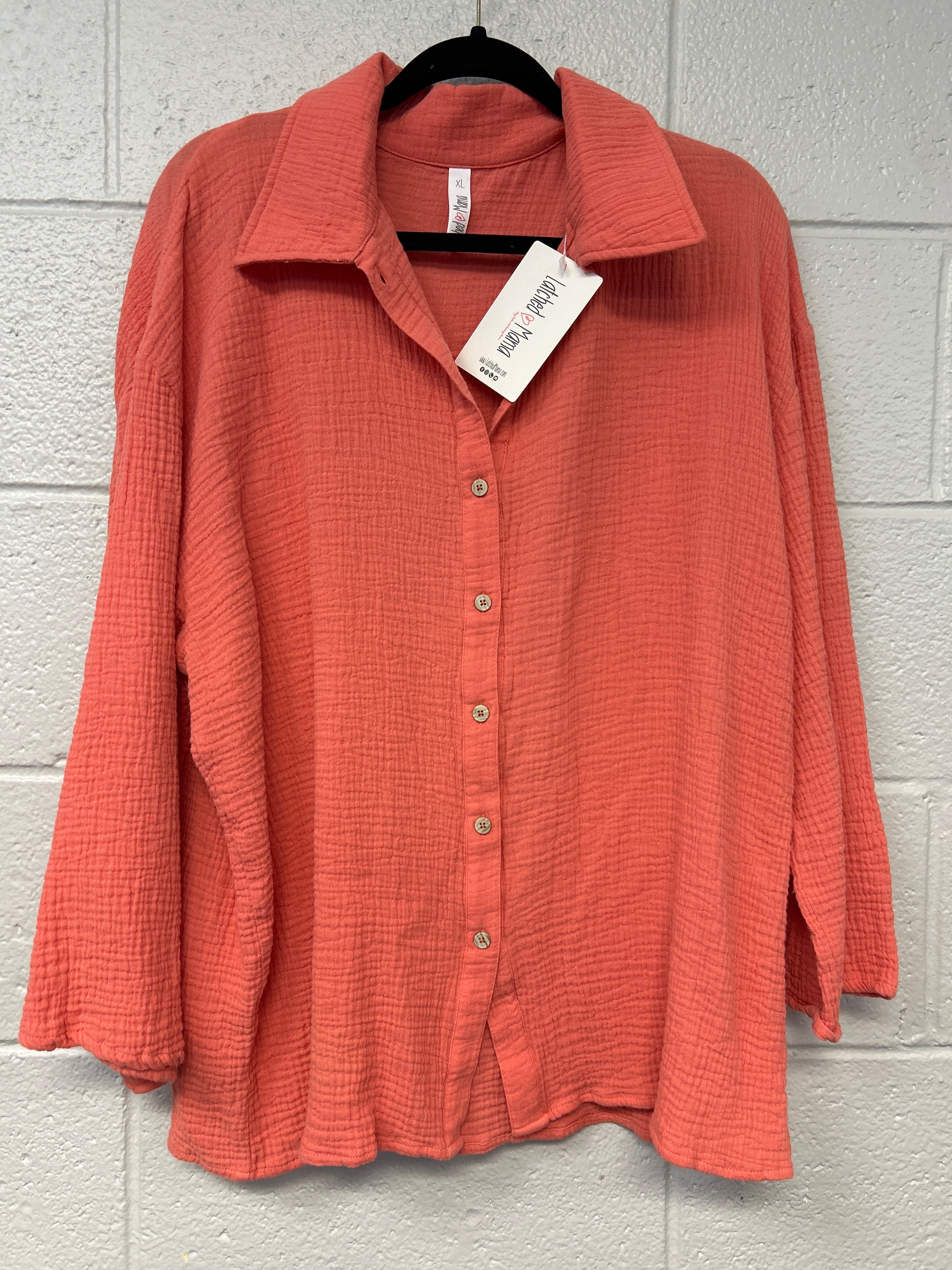 Outlet 7251 - Latched Mama Coastline Cotton Button Up Nursing Shirt - SUNRISE - Extra Large
